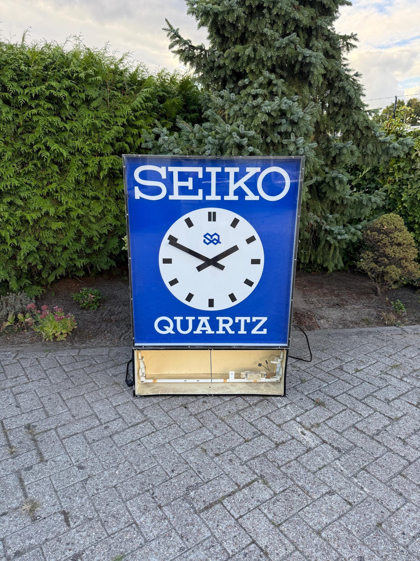 Rare Vintage Seiko Quartz Light Box Sign, Large Illuminated Store Advertising Sign, Outdoor Seiko Clock Display, 1970s Japan Electric Sign