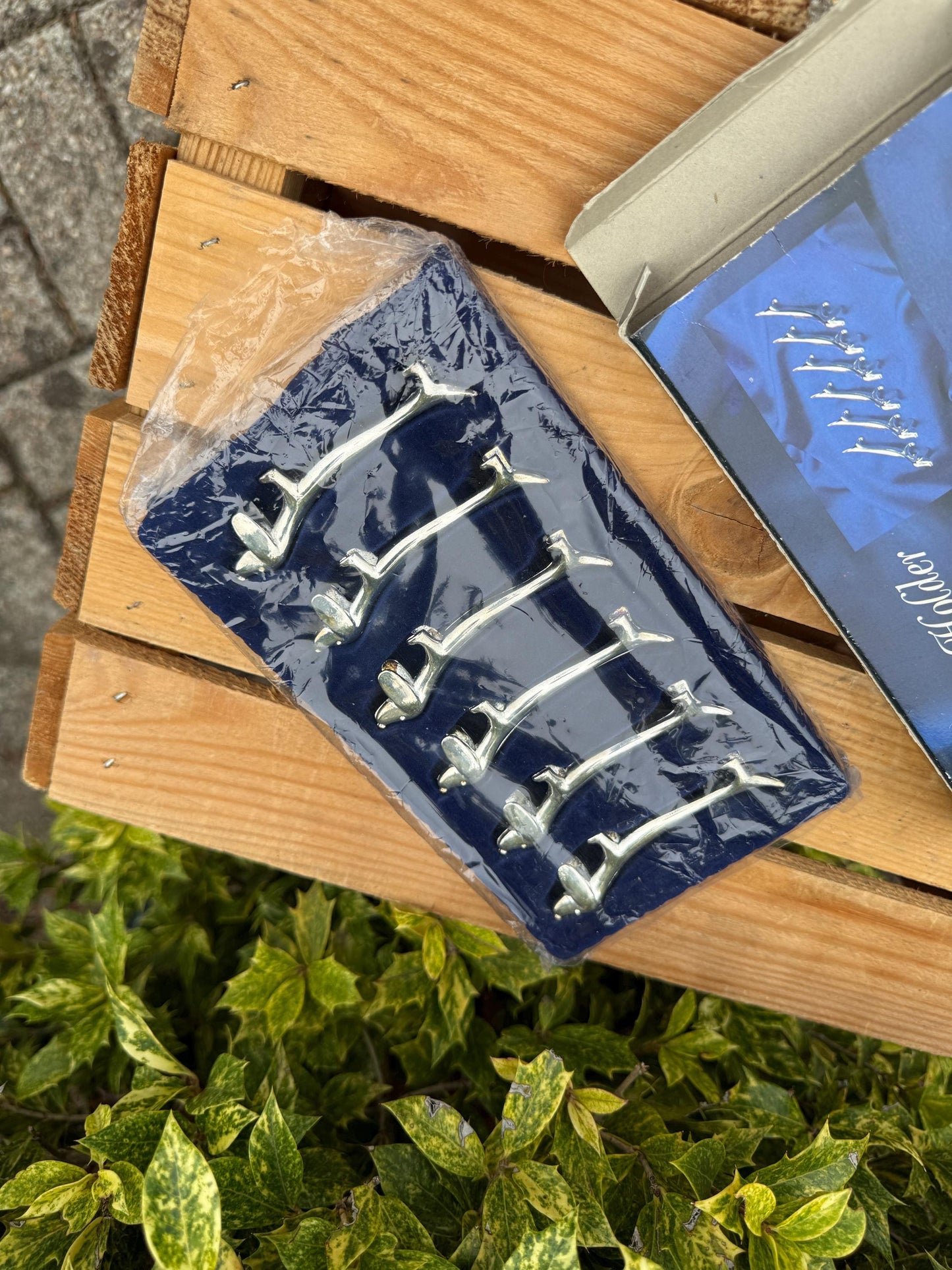 Set of 6 Silver-Plated Teckel Knife Holders, Vintage Dachshund Cutlery Rests, Elegant Dining Accessories, Perfect Christmas Gift