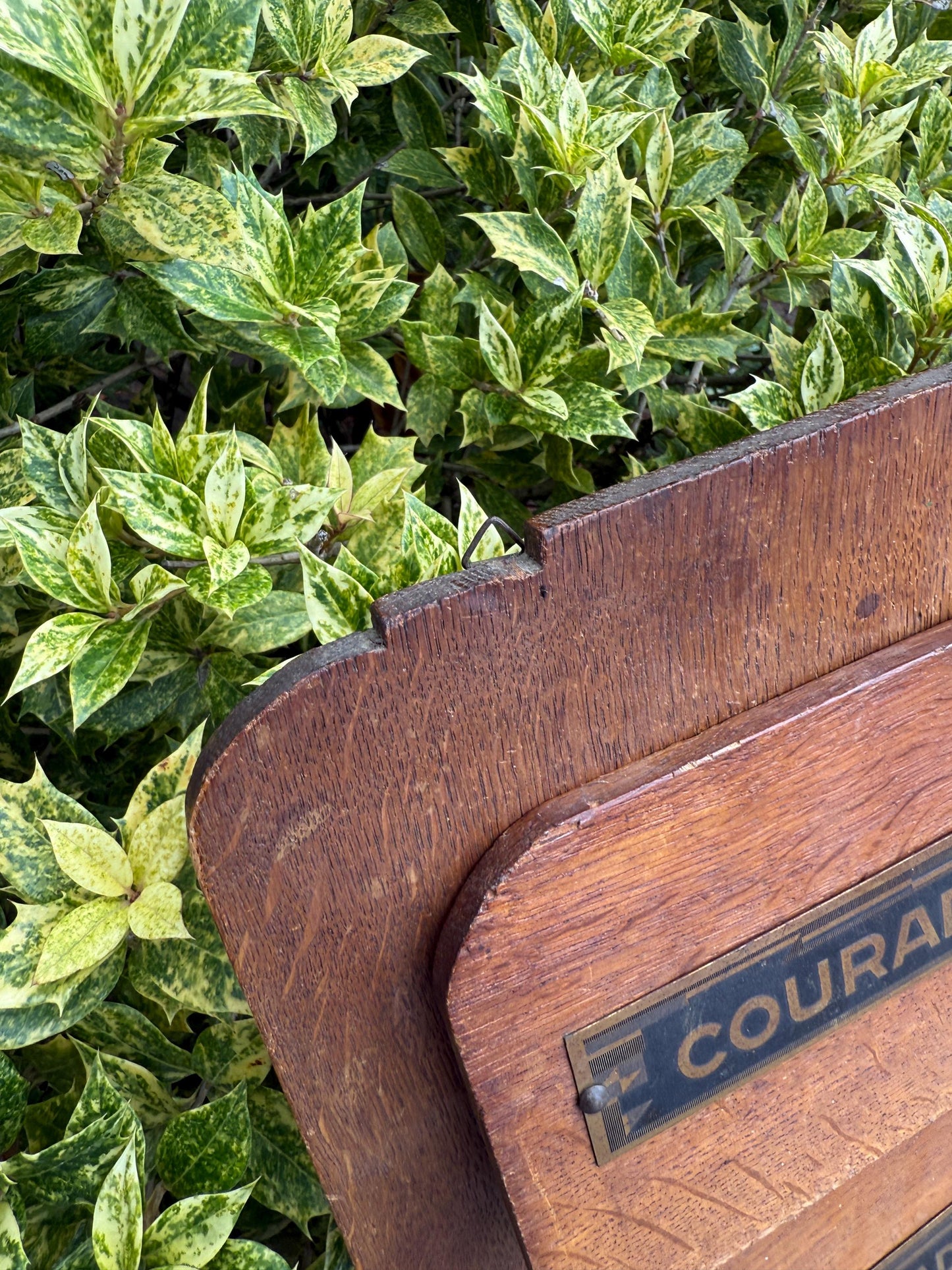 Vintage Wooden Wall Magazine Rack, Triple Compartment Lecture Holder, Amsterdamse School Style Newspaper Organizer, Dutch Design 1920s