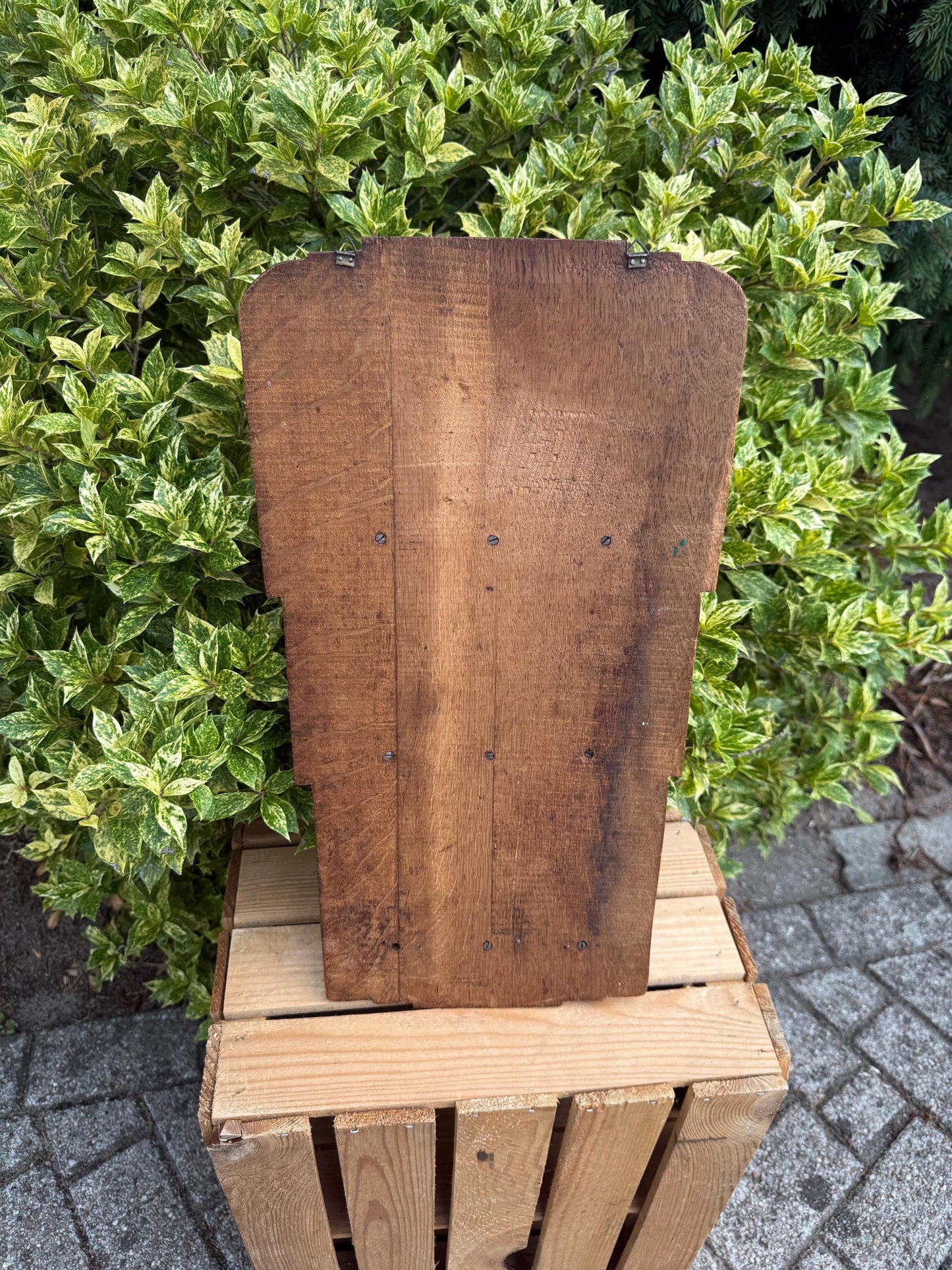 Vintage Wooden Wall Magazine Rack, Triple Compartment Lecture Holder, Amsterdamse School Style Newspaper Organizer, Dutch Design 1920s