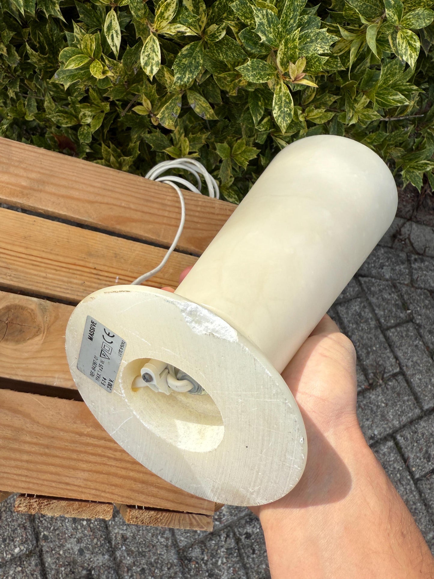 Vintage Belgian Marble Stone Lamp Set, Heavy Solid Pair, Mid Century Modern Lighting, White Stone Lamps with Imperfections