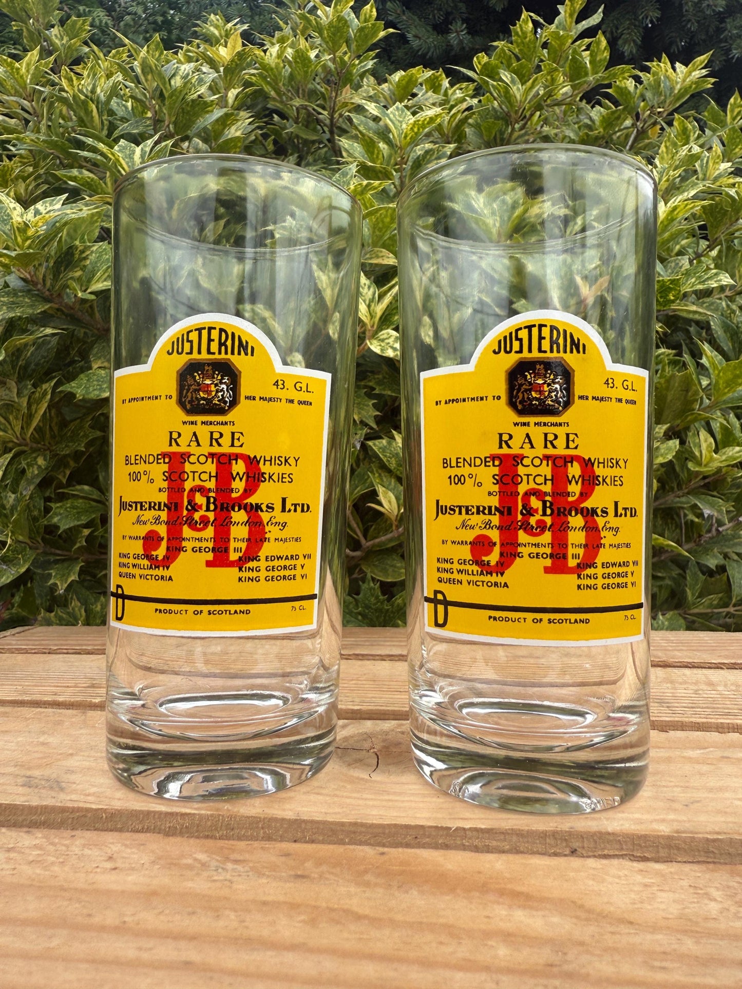 Vintage J&B Whisky Glasses Set, Justerini Brooks Advertising Barware, Rare Scotch Tumblers, Collectible Drinkware, Mid Century Bar Glasses
