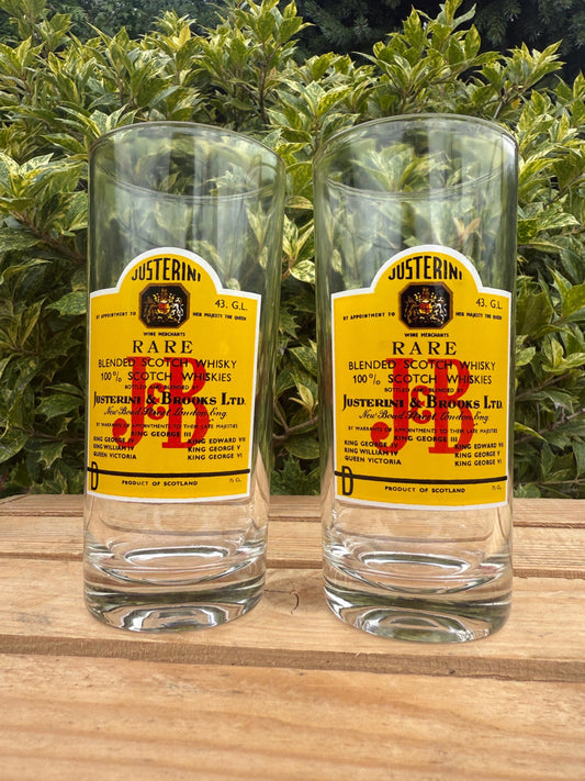 Vintage J&B Whisky Glasses Set, Justerini Brooks Advertising Barware, Rare Scotch Tumblers, Collectible Drinkware, Mid Century Bar Glasses