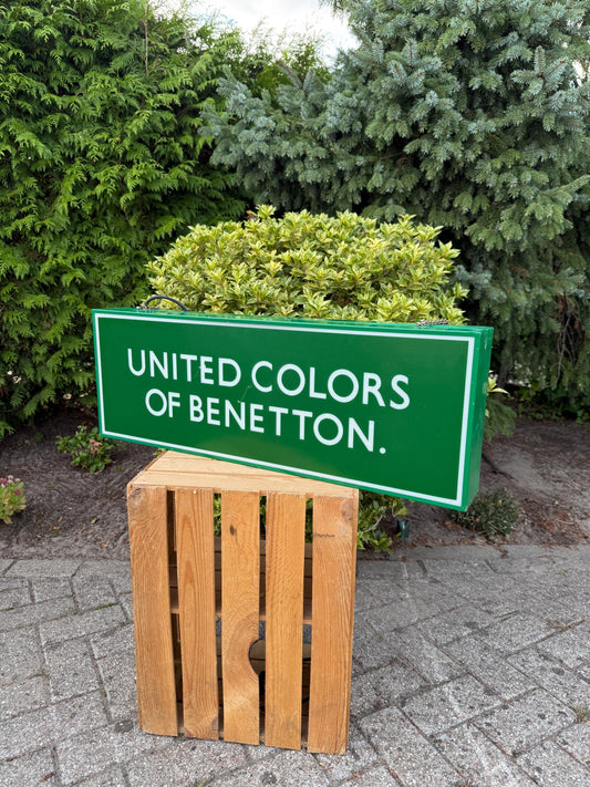 Vintage Benetton Light Box Sign, Double Sided Ceiling Advertising Lamp, United Colors Store Display, Hanging Shop Light