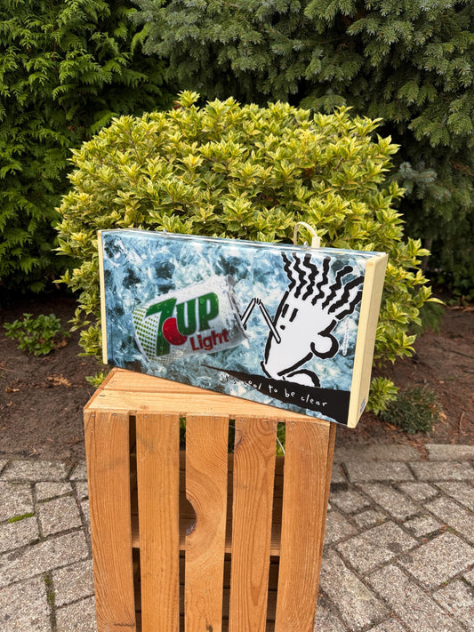 Vintage 7Up Light Box, Double Sided Hanging Sign, 1990s 7Up Light Advertising Lamp, Bar Wall Light, Collectible Soda Display Sign