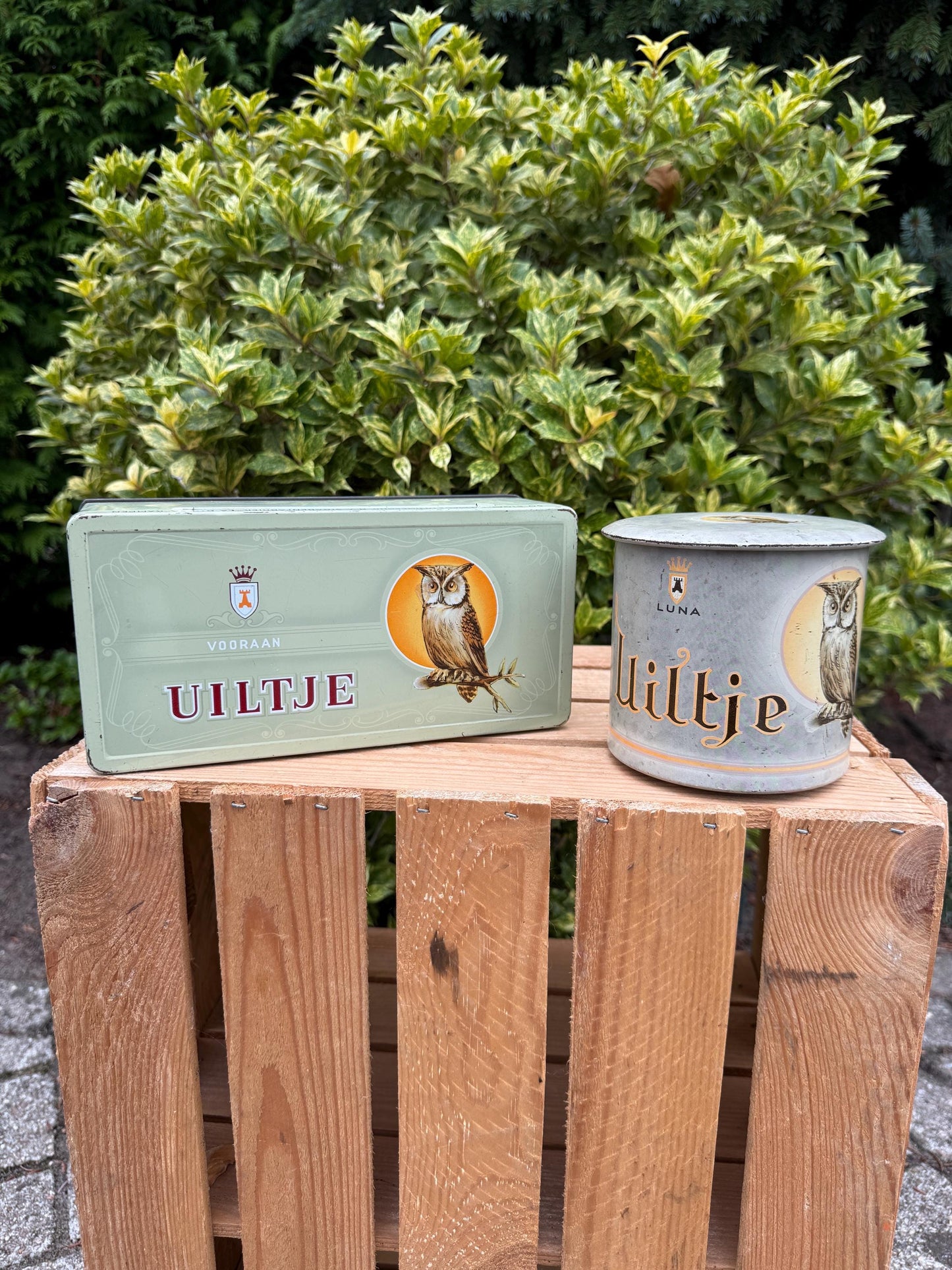 Vintage Uiltje Cigar Tins, Dutch Tobacco Storage Boxes, Metal Uiltje Cigars Containers, Collectible Owl Print Tins, Luna Vooraan Holland