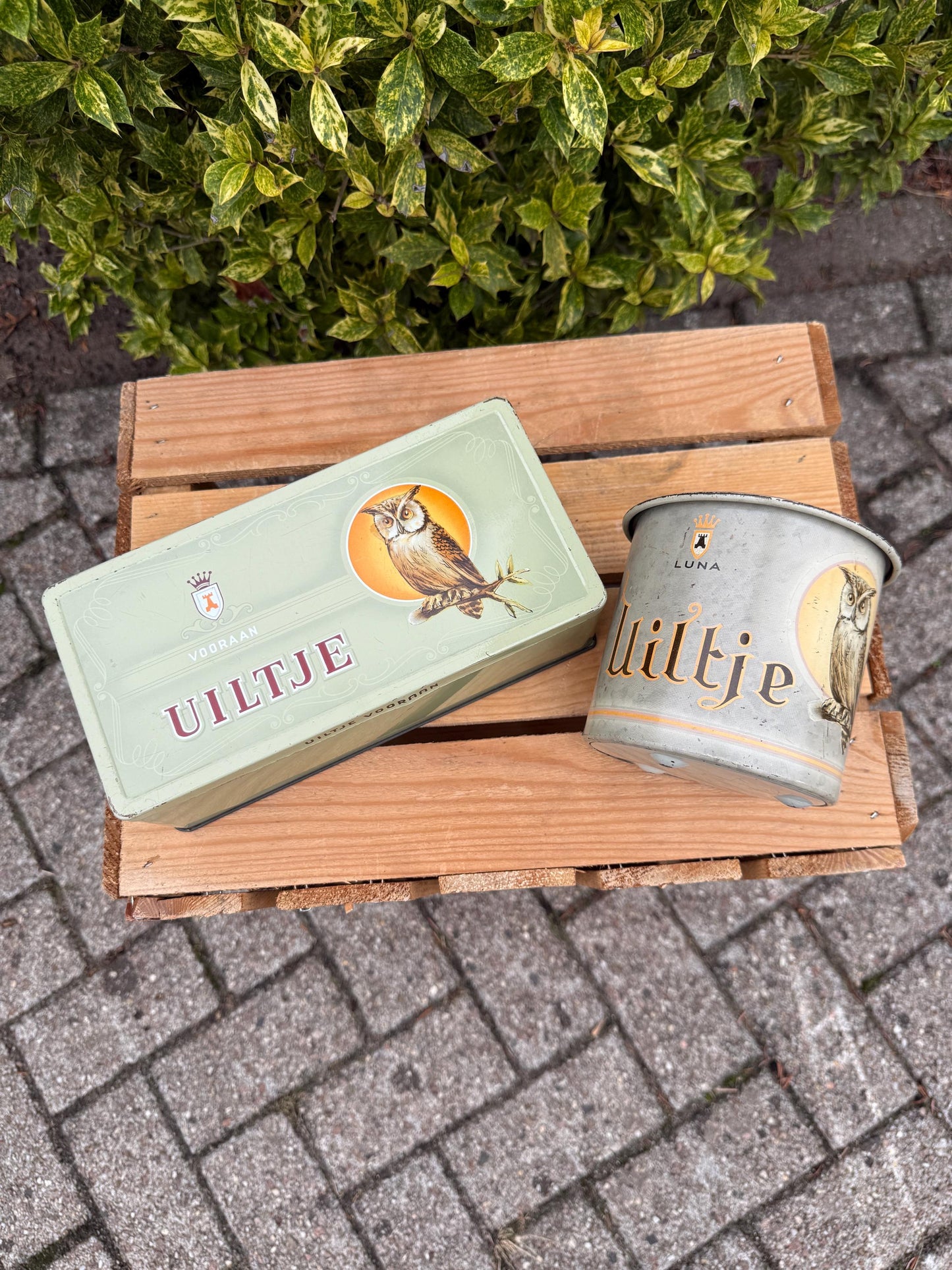 Vintage Uiltje Cigar Tins, Dutch Tobacco Storage Boxes, Metal Uiltje Cigars Containers, Collectible Owl Print Tins, Luna Vooraan Holland