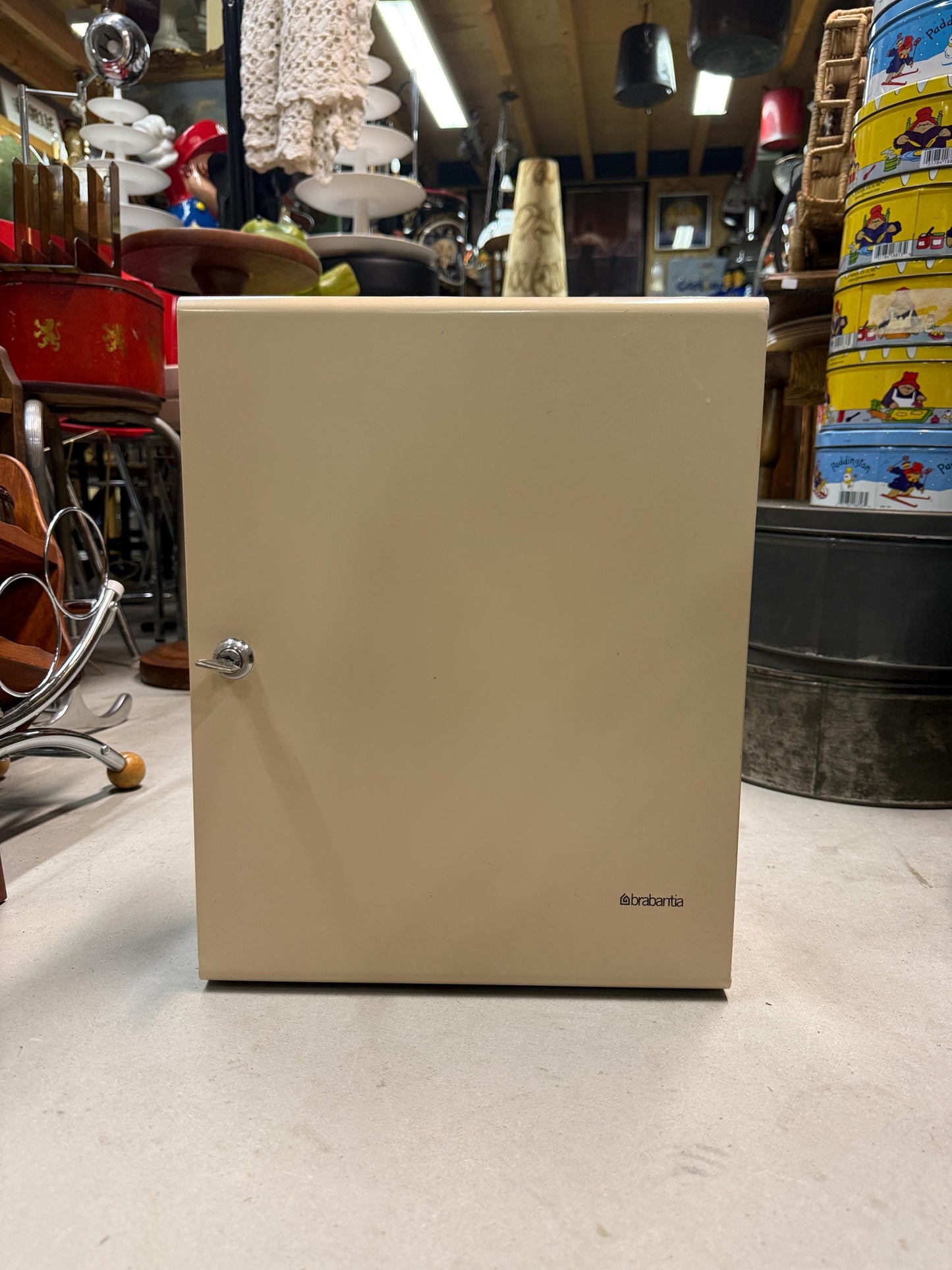 Vintage Beige Brown Brabantia Medicine Cabinet, Vintage Bathroom Cabinet, Medication First Aid Box, Metal Wall Cabinet, Seventies Bathroom