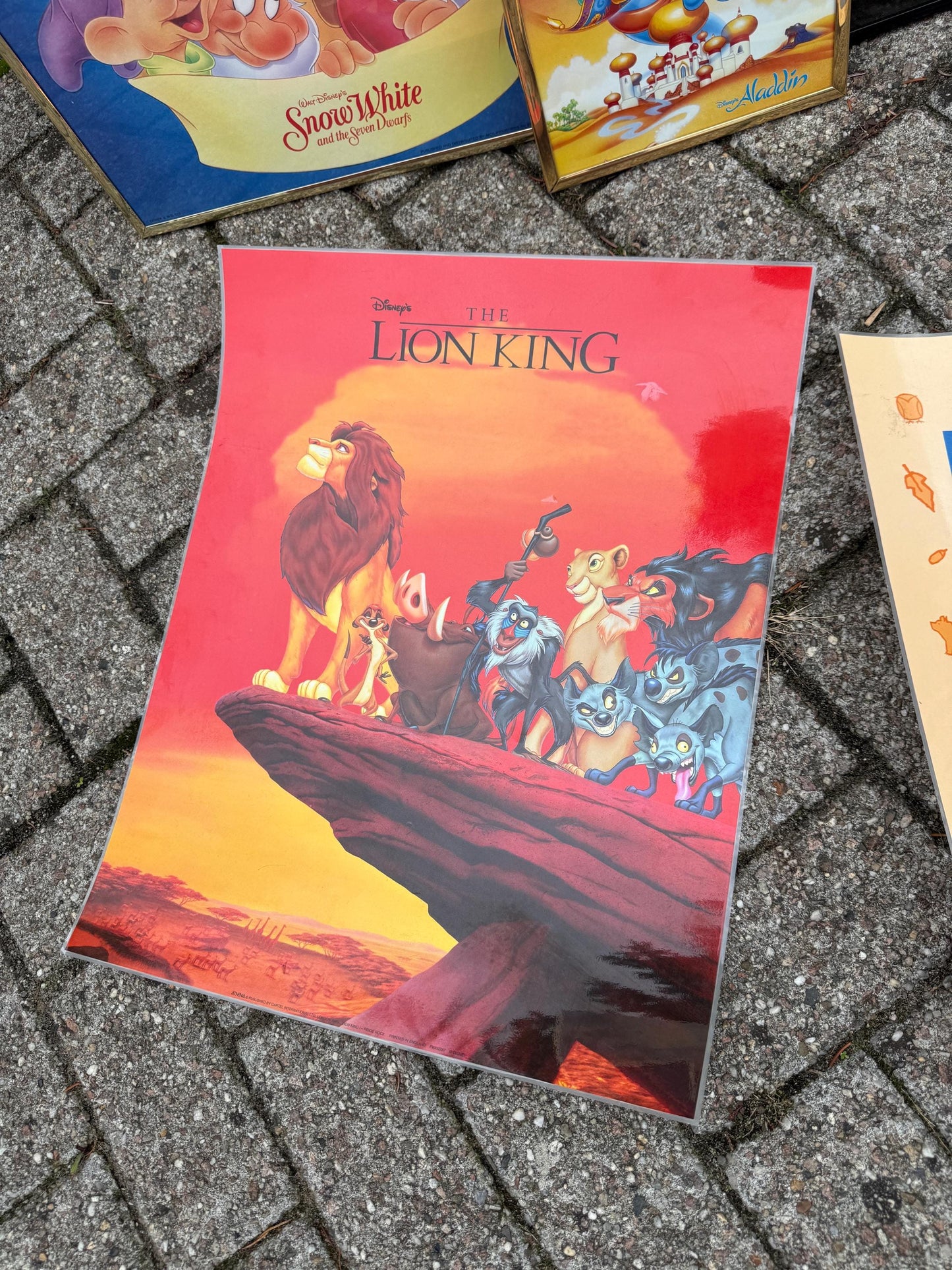 Vintage Disney Movie Poster 1990s  The Lion King, Aladdin, Pocahontas, Snow White, Goofy, 101 Dalmatians Collectible Wall Art Print