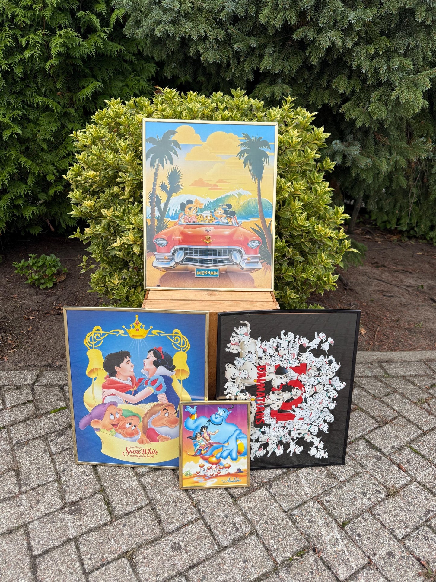 Vintage Disney Movie Poster 1990s  The Lion King, Aladdin, Pocahontas, Snow White, Goofy, 101 Dalmatians Collectible Wall Art Print