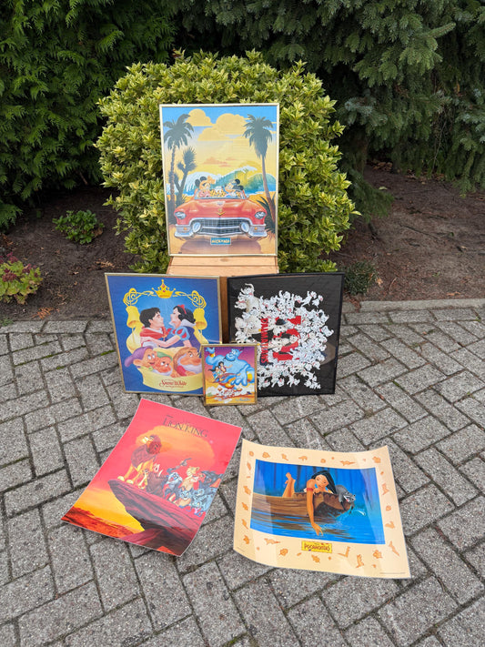 Vintage Disney Movie Poster 1990s  The Lion King, Aladdin, Pocahontas, Snow White, Goofy, 101 Dalmatians Collectible Wall Art Print