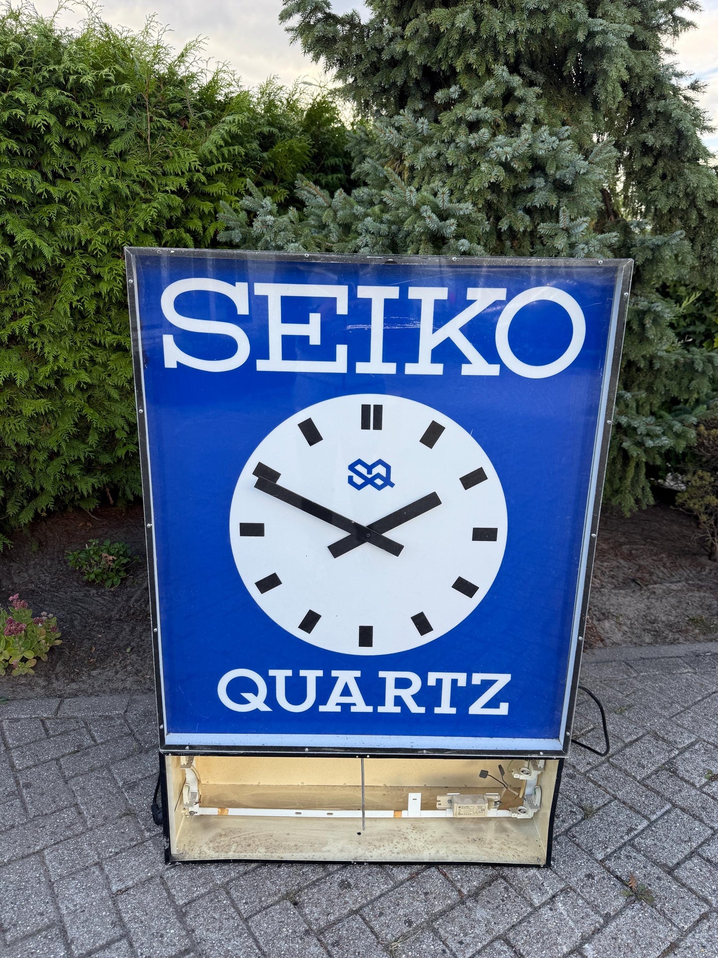 Rare Vintage Seiko Quartz Light Box Sign, Large Illuminated Store Advertising Sign, Outdoor Seiko Clock Display, 1970s Japan Electric Sign