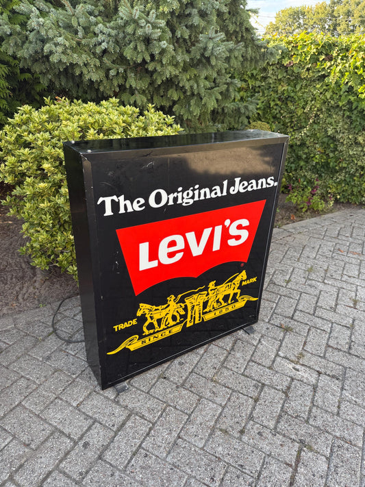 Vintage Double Sided Levis Lightbox Sign, The Original Jeans Advertising Display, Illuminated Store Sign, Denim Shop Light Sign