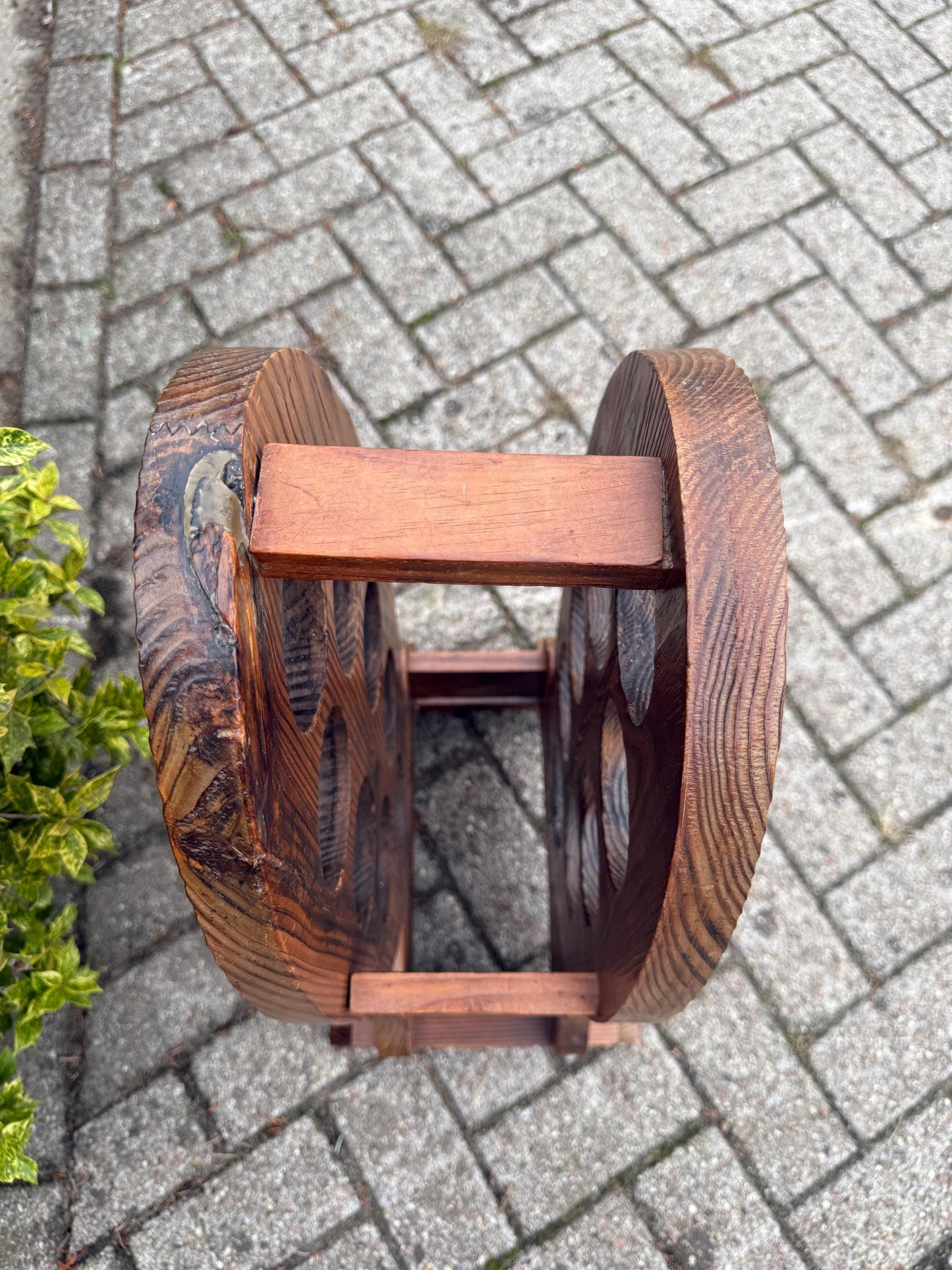 Vintage Restored Wooden Wine Rack, 8 Bottle Holder, Large Handcrafted Wood Wine Storage Stand, Rustic Wine Display Rack