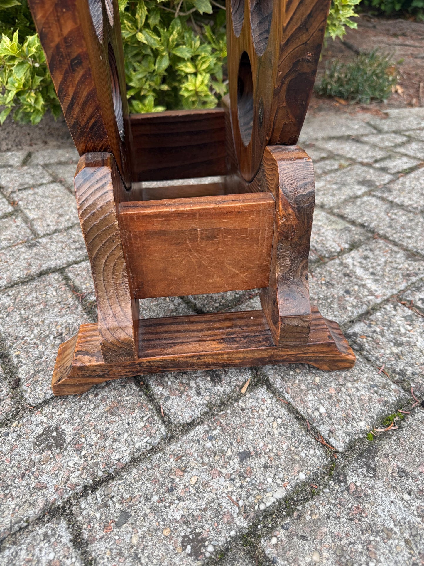 Vintage Restored Wooden Wine Rack, 8 Bottle Holder, Large Handcrafted Wood Wine Storage Stand, Rustic Wine Display Rack