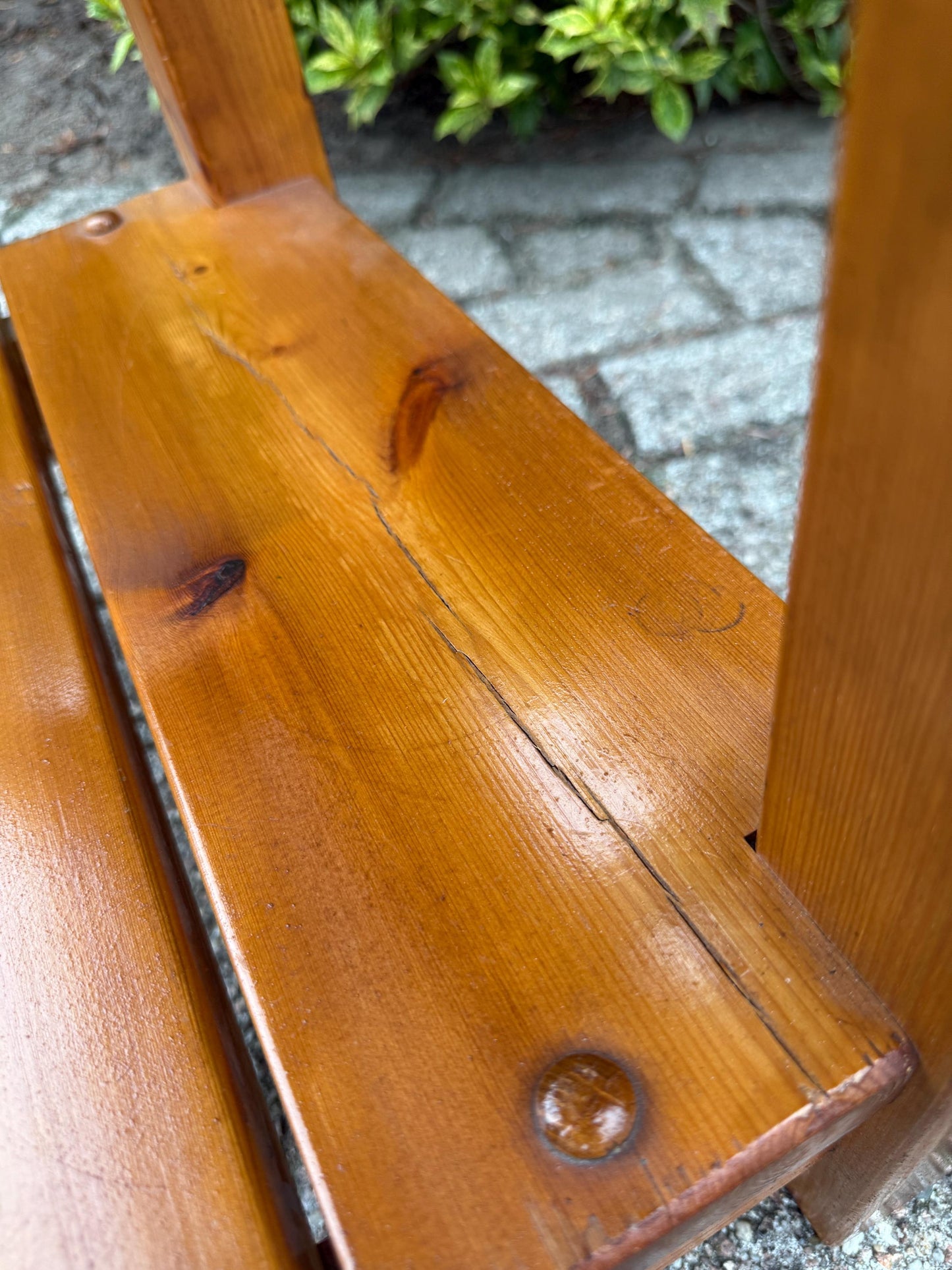 Vintage Solid Pine Two-Tier Side Table, Robust Brutalist Wood Accent Table With Lower Shelf, Rustic Handmade Small End Table