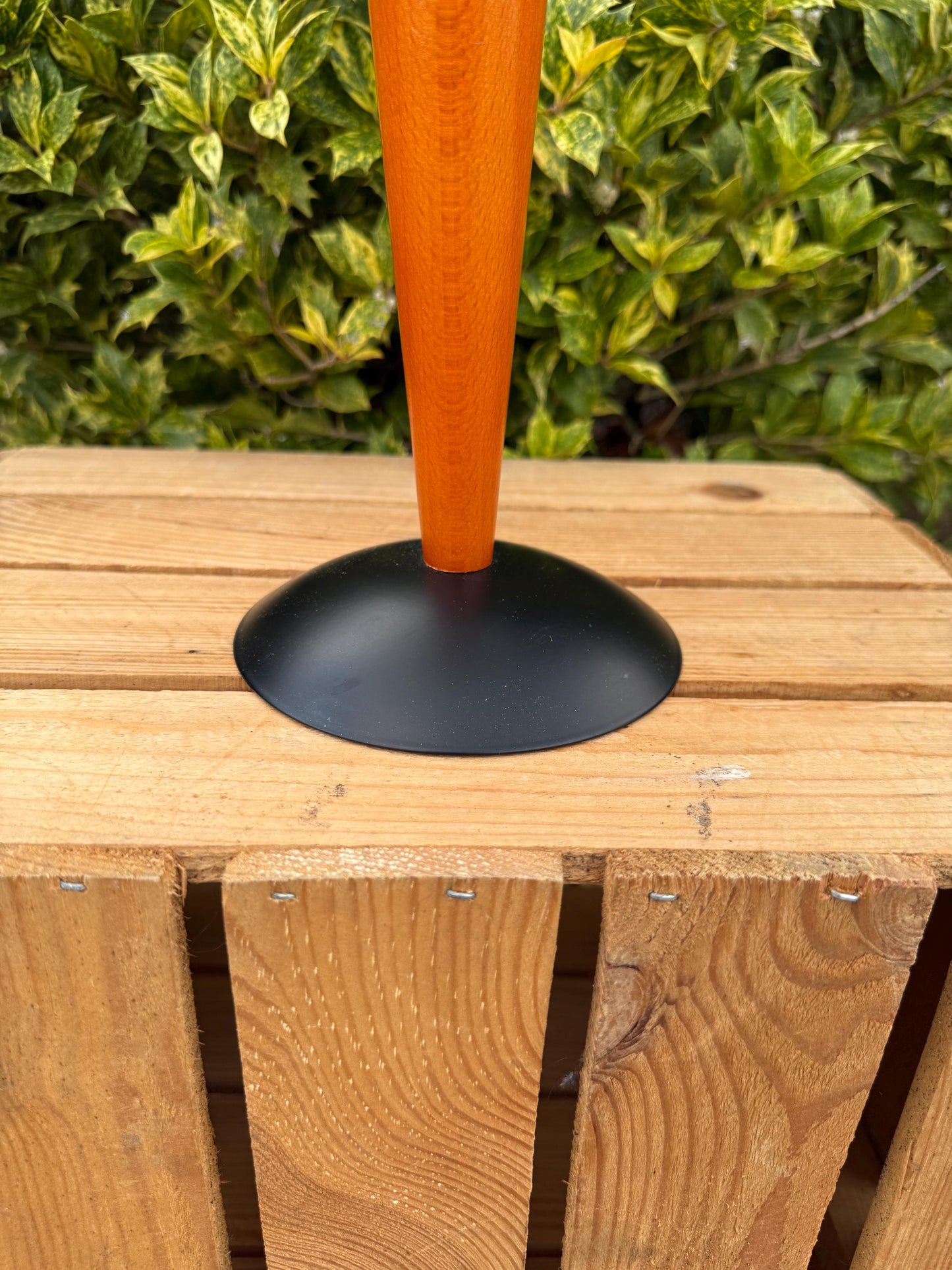 Vintage Massive Belgium Table Lamp, Postmodern Desk Light, Teak Wood Base, Frosted Glass Shade, 1980s Lighting Design