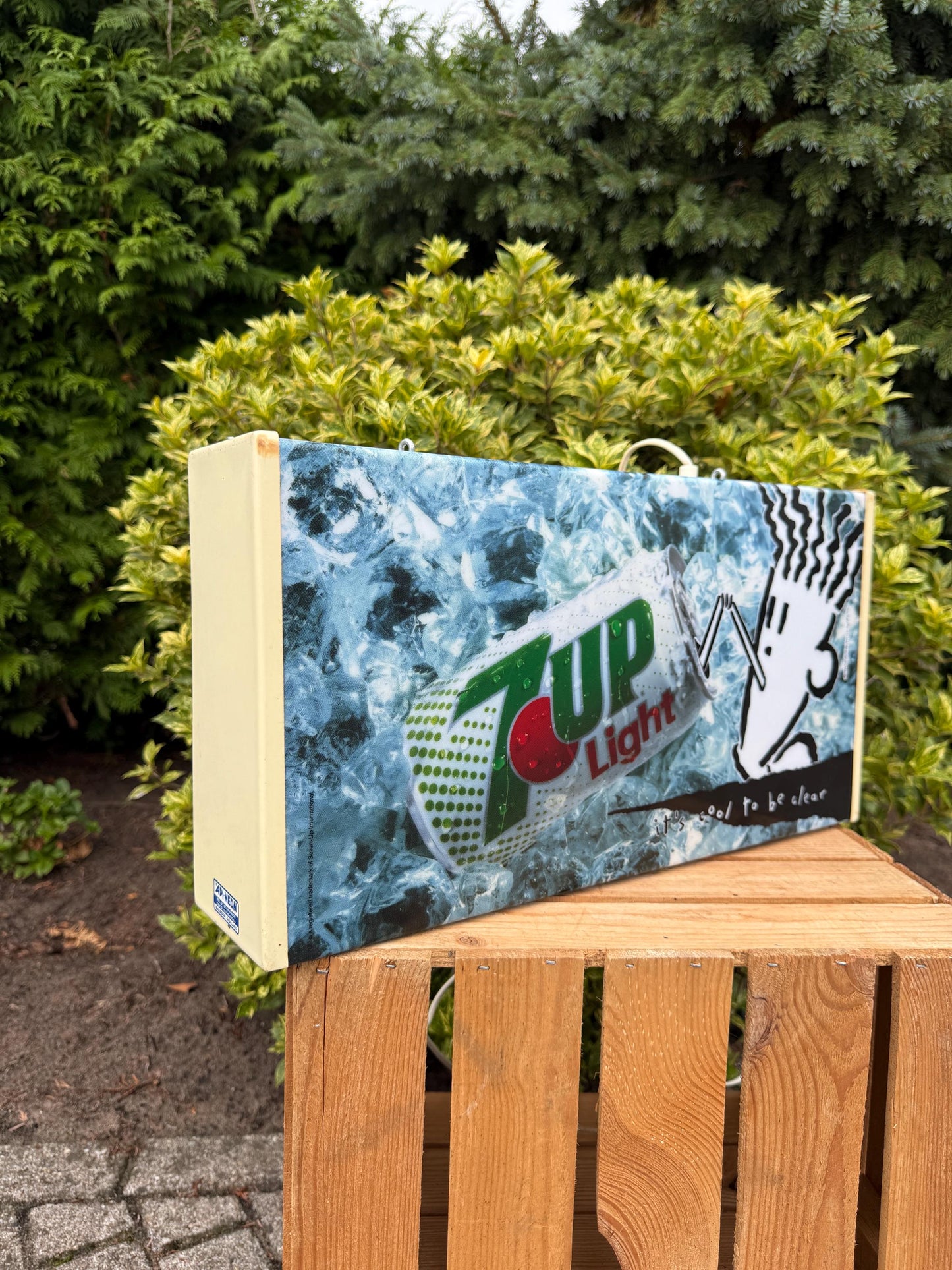 Vintage 7Up Light Box, Double Sided Hanging Sign, 1990s 7Up Light Advertising Lamp, Bar Wall Light, Collectible Soda Display Sign