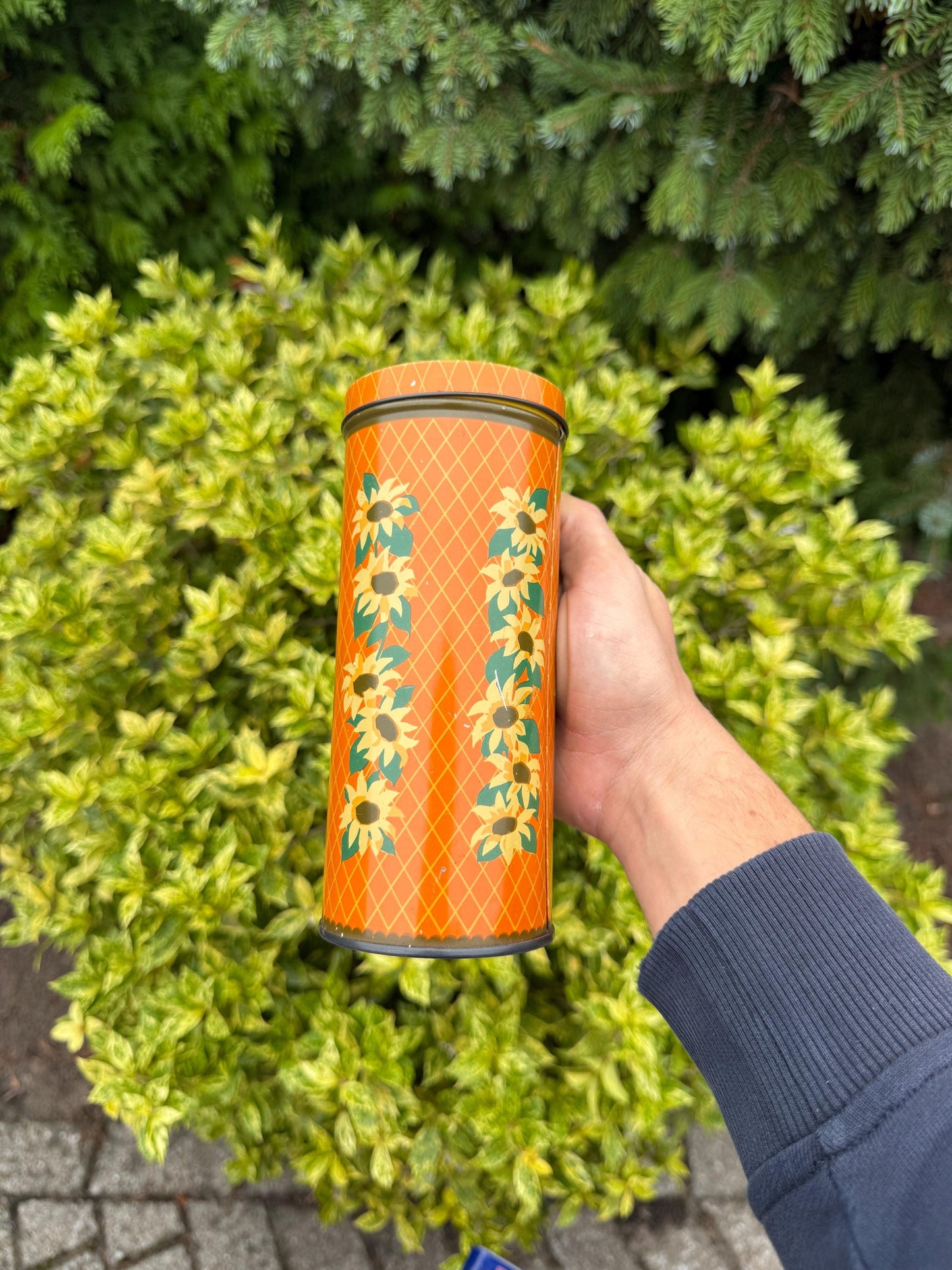 Vintage Verkade Biscuit Tins, Dutch Advertising Storage Boxes, Blue Metal Containers With Girl Illustration, Collectible Verkade Holland Tin