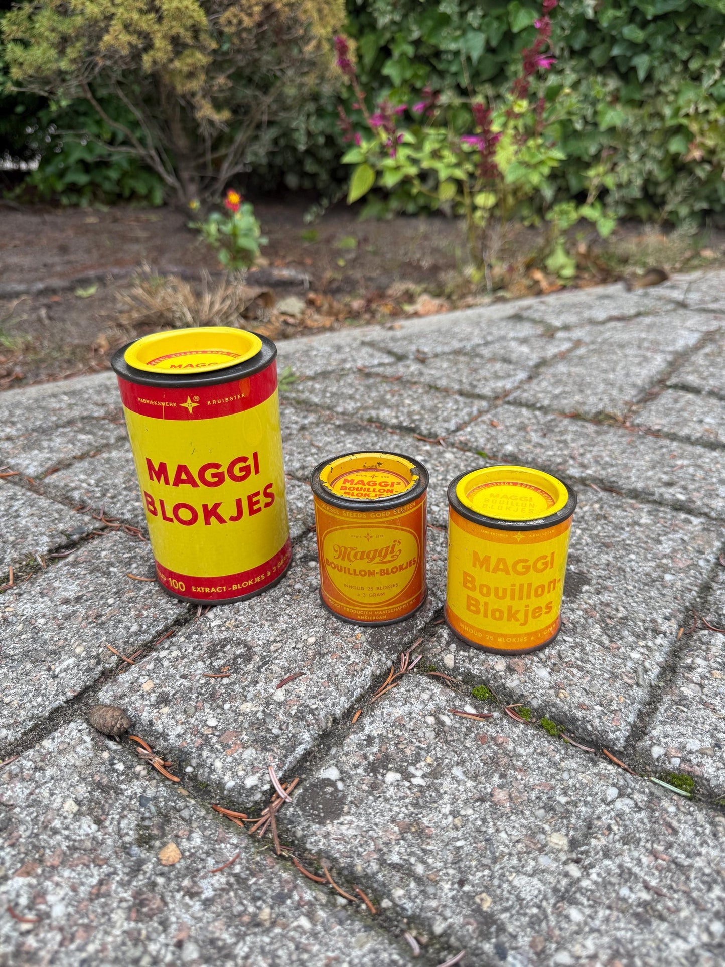 Vintage Metal Food Tins Collection, Dutch Advertising Cans And Jars, Droste Cacao Maggi De Gruyter Collectibles, Kitchen Storage Containers