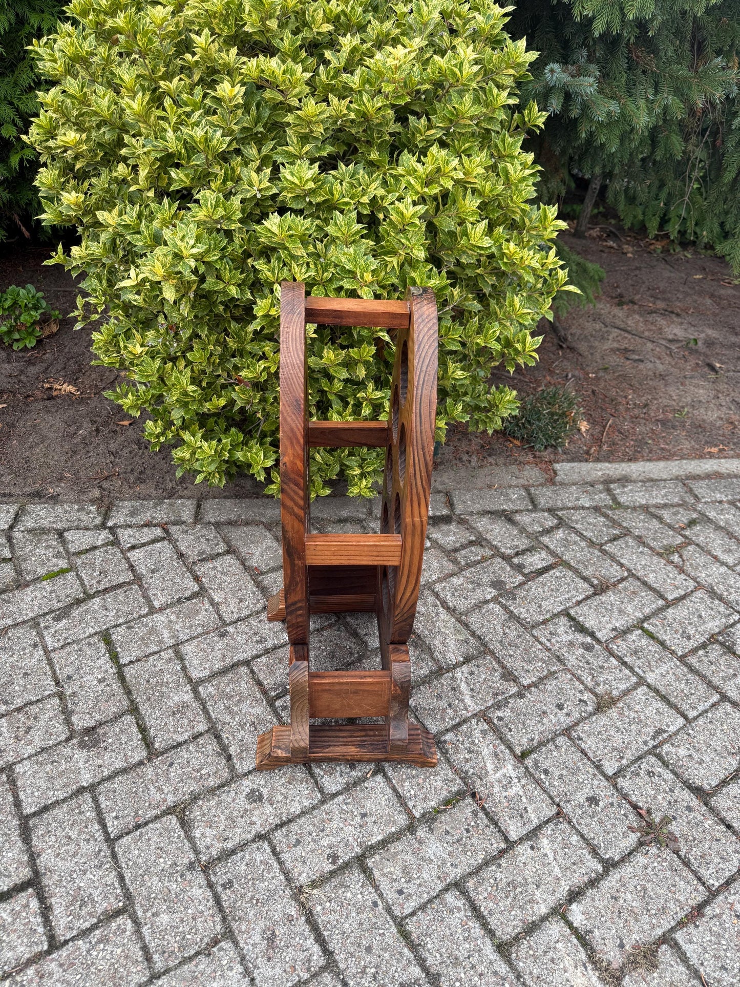 Vintage Restored Wooden Wine Rack, 8 Bottle Holder, Large Handcrafted Wood Wine Storage Stand, Rustic Wine Display Rack
