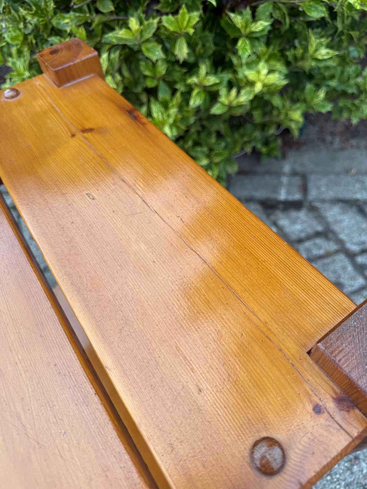 Vintage Solid Pine Two-Tier Side Table, Robust Brutalist Wood Accent Table With Lower Shelf, Rustic Handmade Small End Table