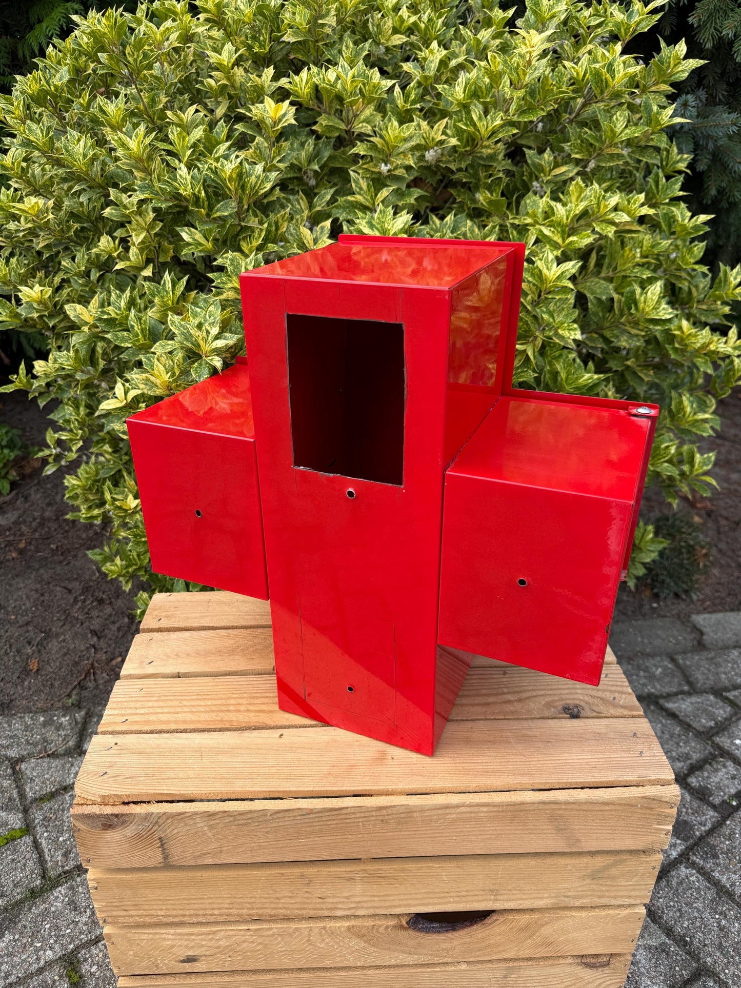 Vintage Red Cross Medicine Cabinet, Metal First Aid Box, Wall Mount Storage, Industrial Medical Cabinet, Bathroom Organizer, Apothecary Deco