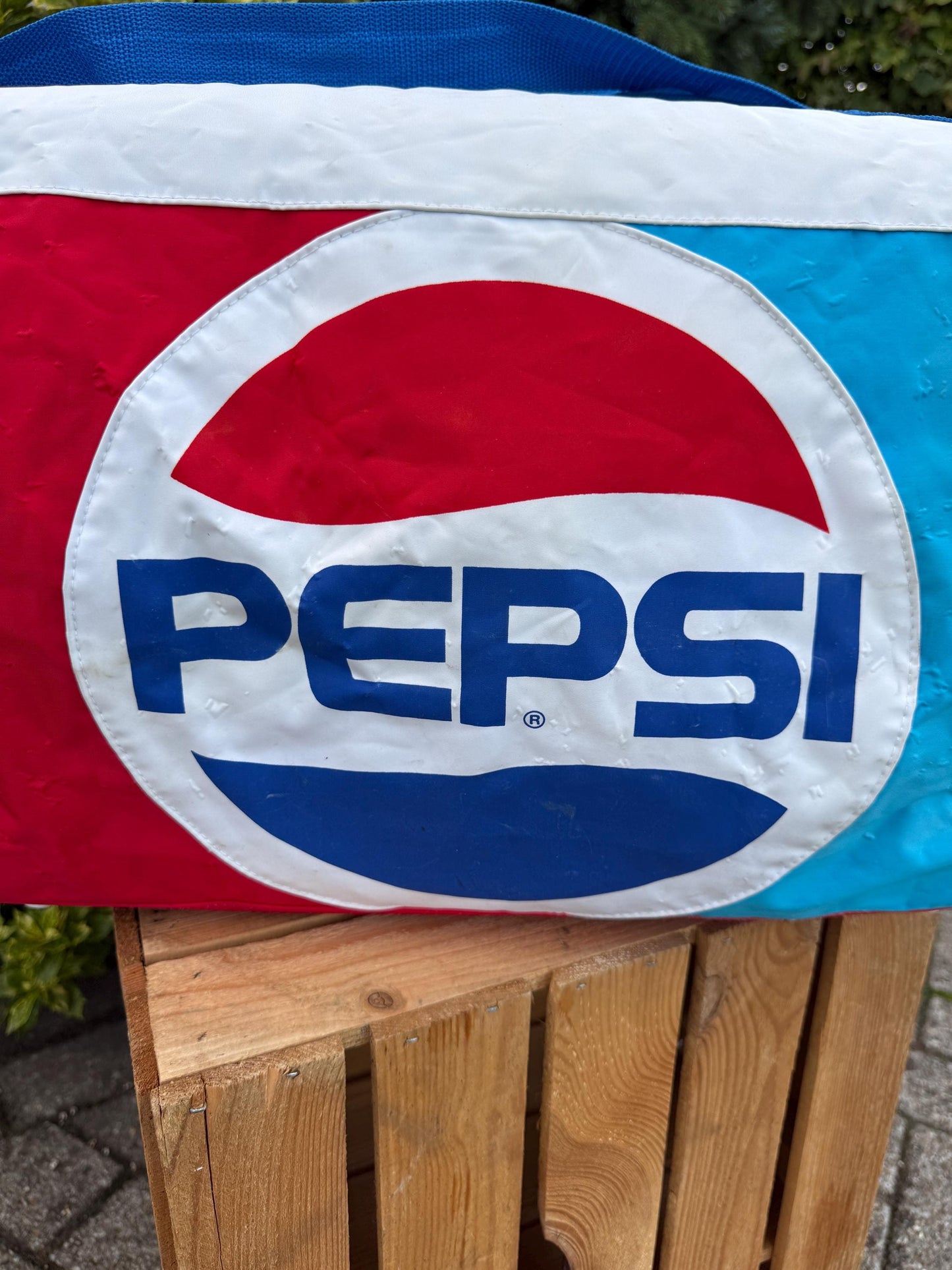 Vintage Pepsi Duffel Bag, 1980s Sports Travel Bag, Red Blue White Logo Design, Collectible Soft Luggage, Retro Advertising Memorabilia