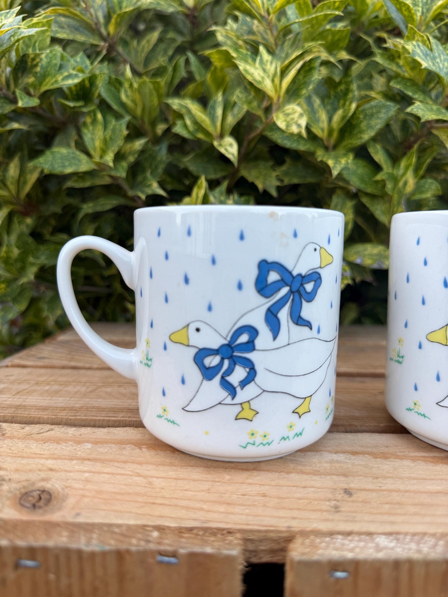 Vintage Goose Print Mug Set