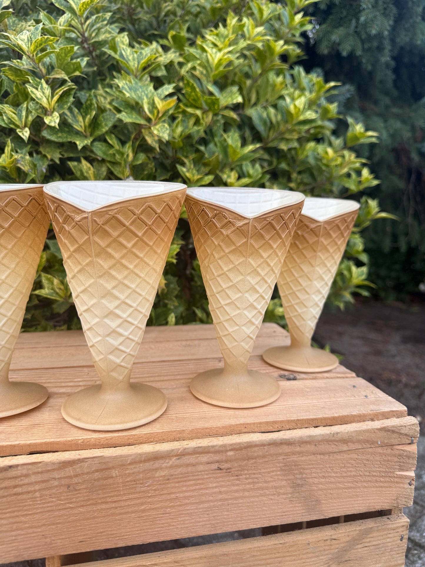 Vintage Waffle Cone Sundae Glasses Set Of 6