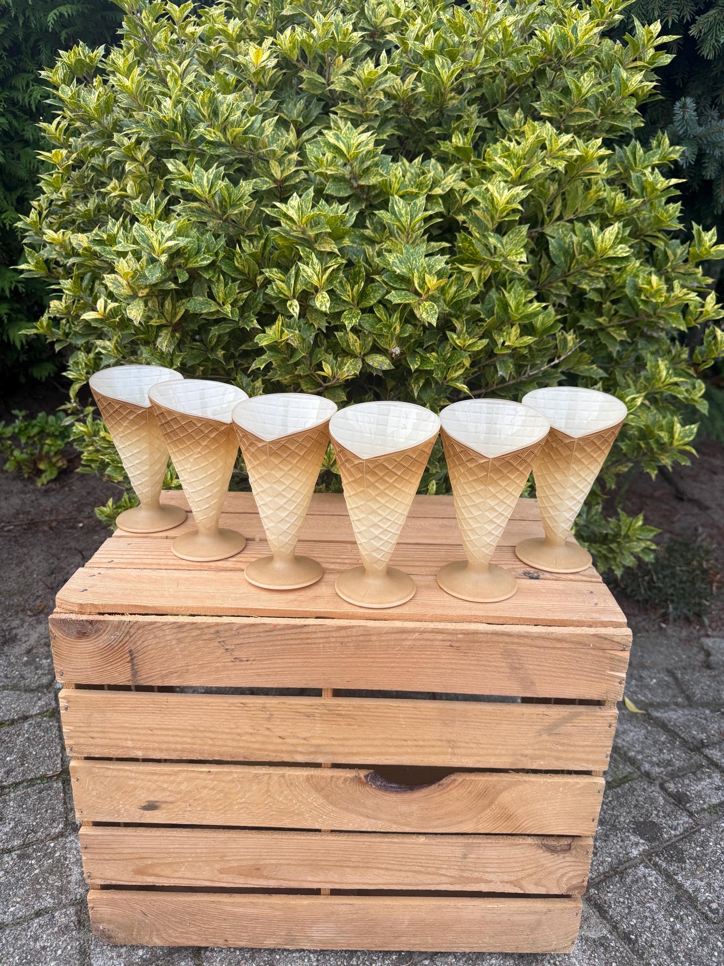 Vintage Waffle Cone Sundae Glasses Set Of 6
