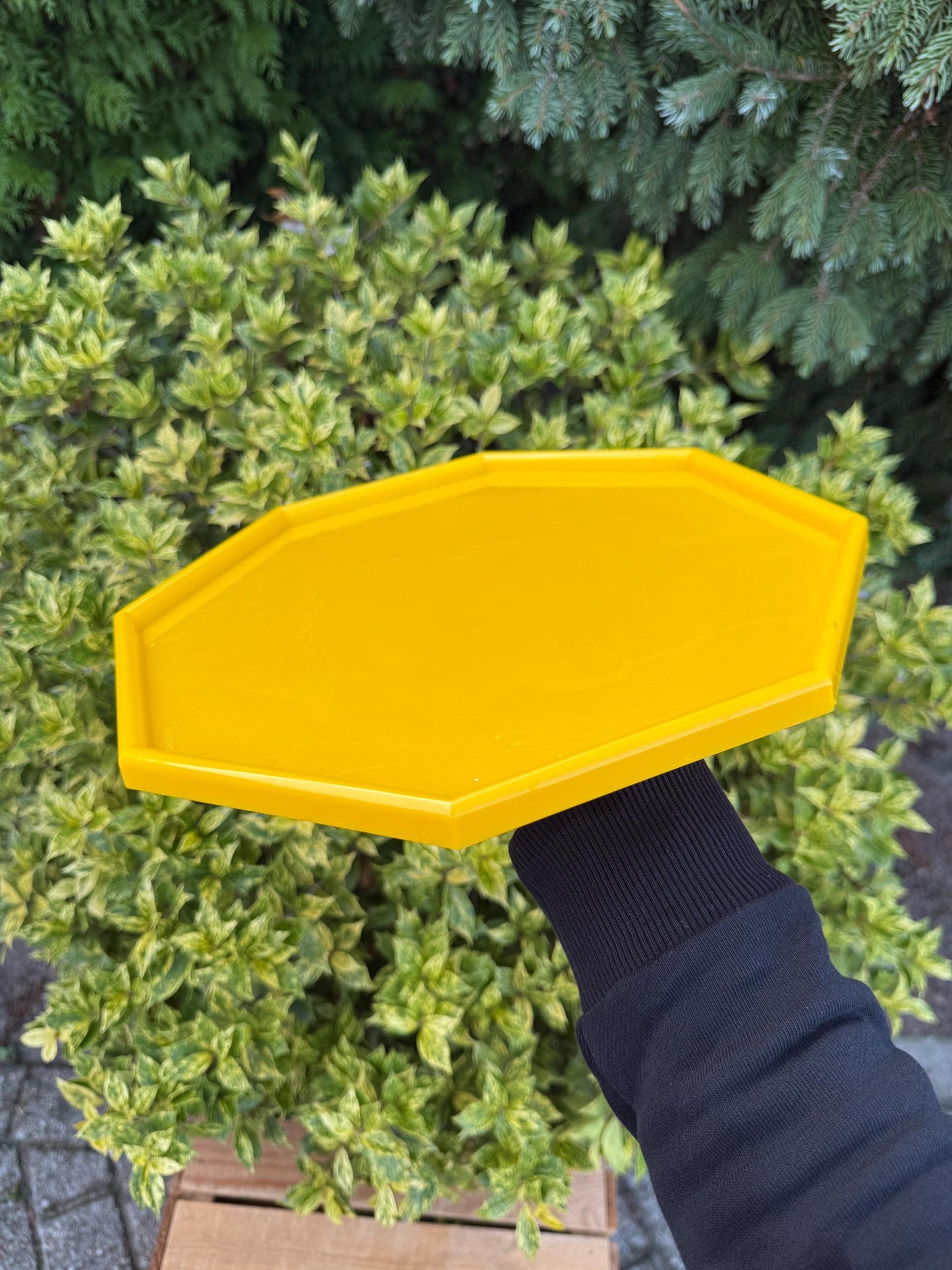 Vintage Postmodern Yellow Octagon Tray