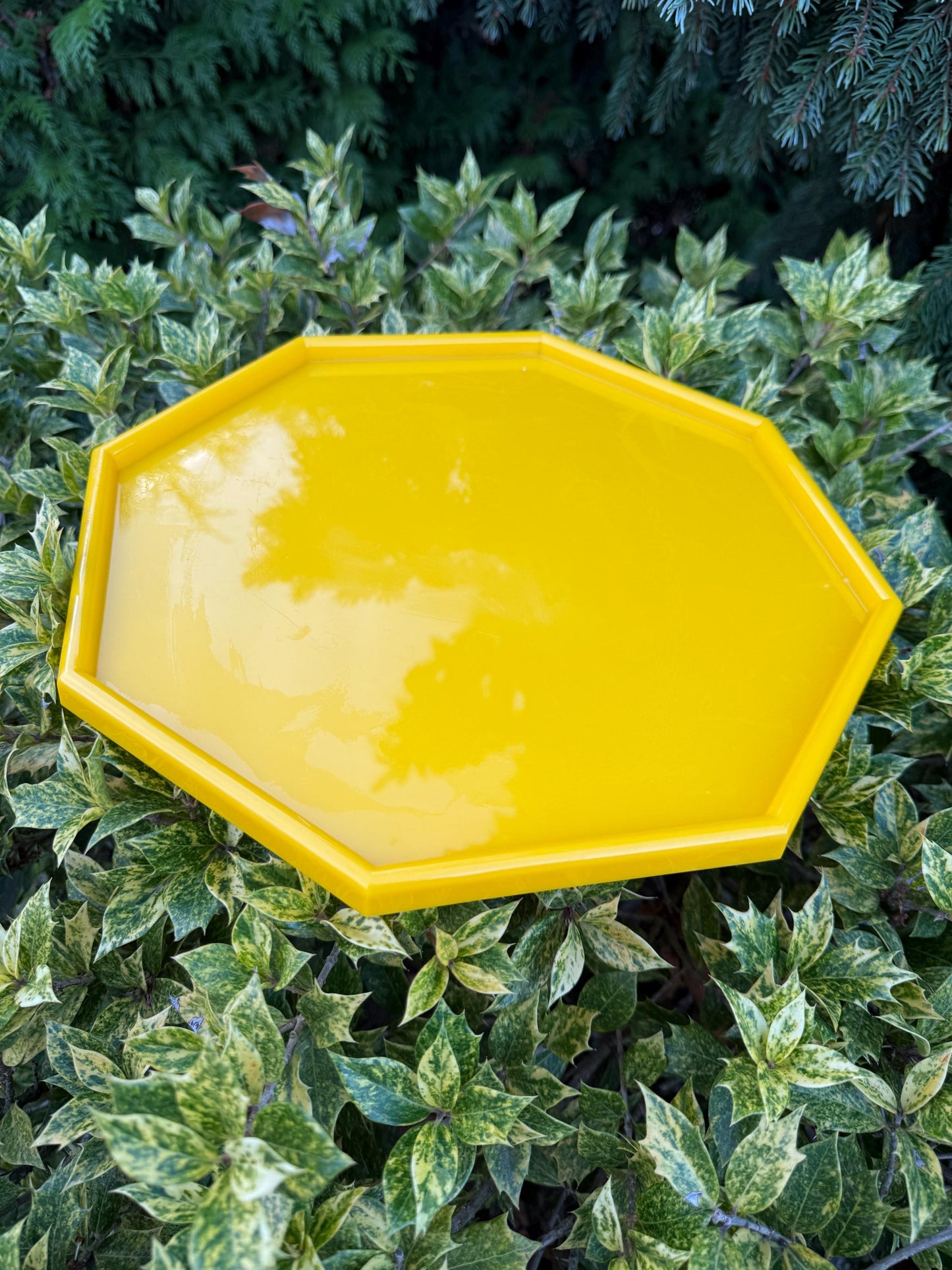 Vintage Postmodern Yellow Octagon Tray