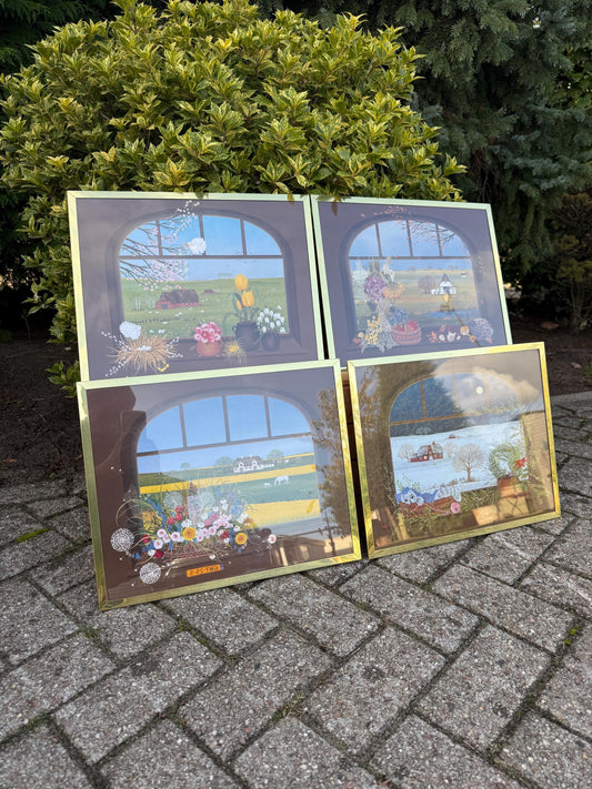 Vintage Set Of 4 Framed Prints