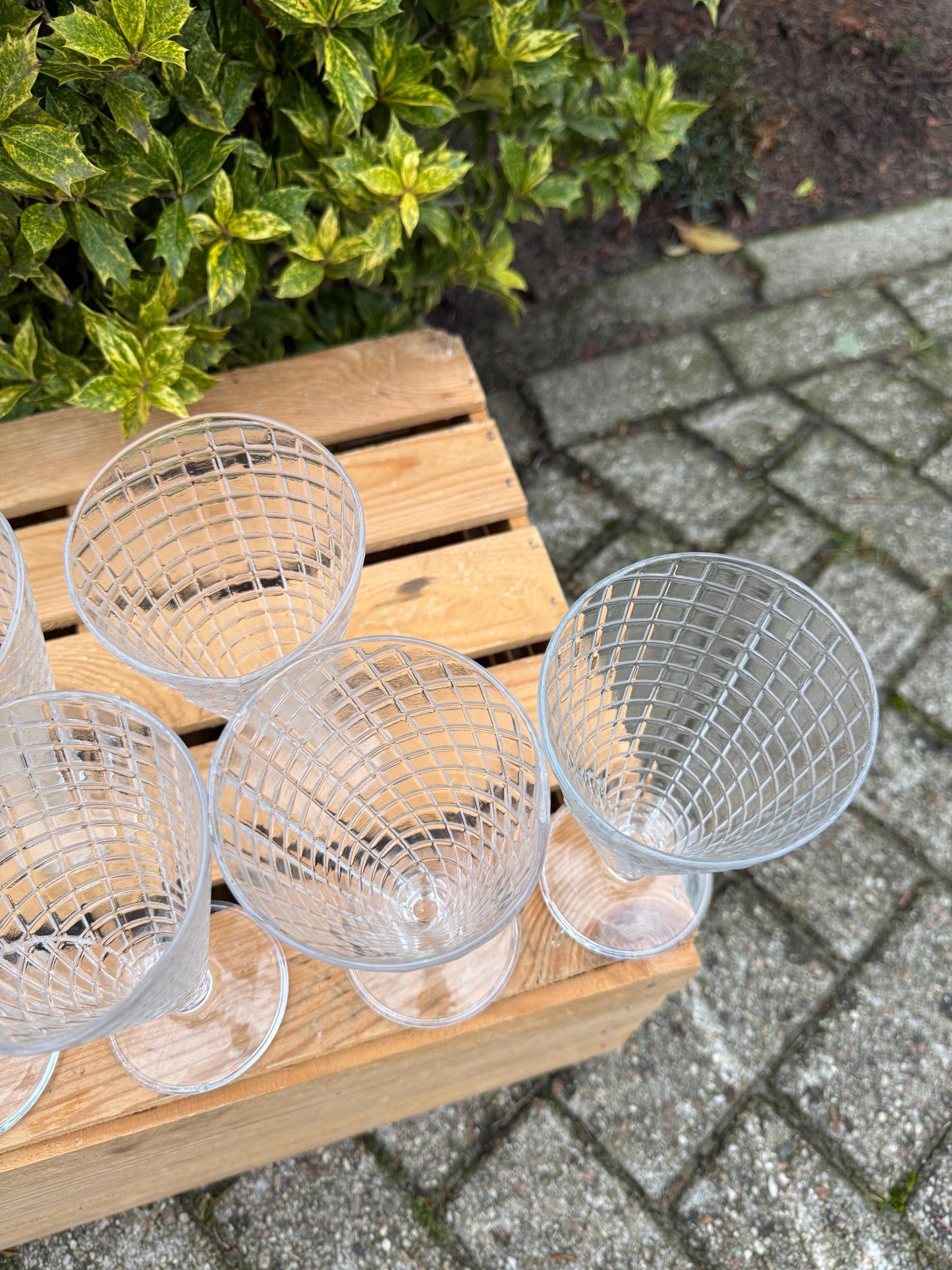 Vintage Waffle Cone Sundae Glasses Set Of 6