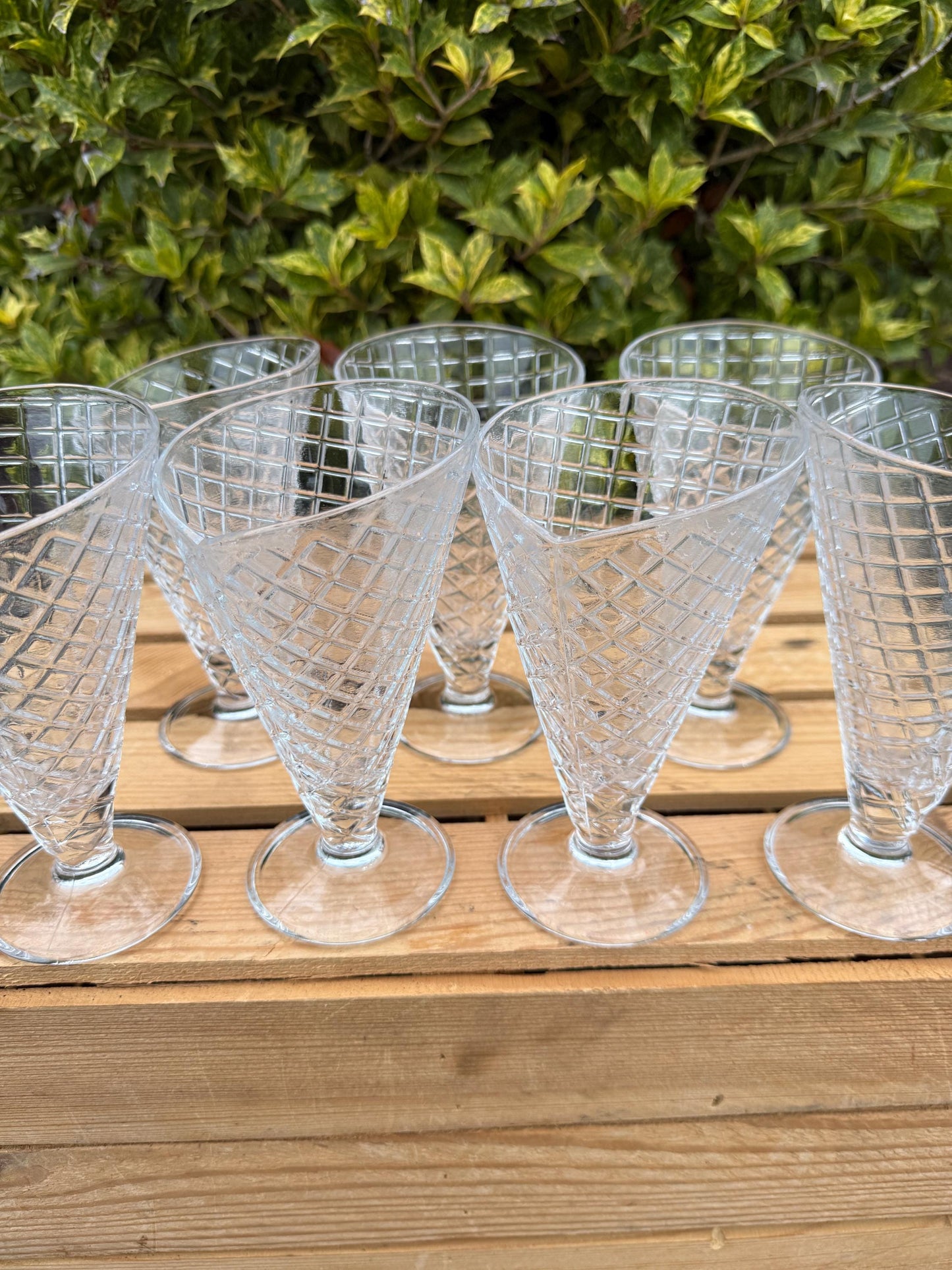 Vintage Waffle Cone Sundae Glasses Set Of 6