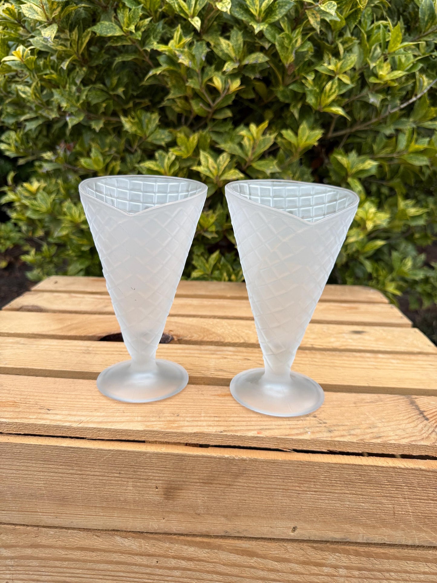 Vintage Waffle Cone Sundae Glasses Set Of 6