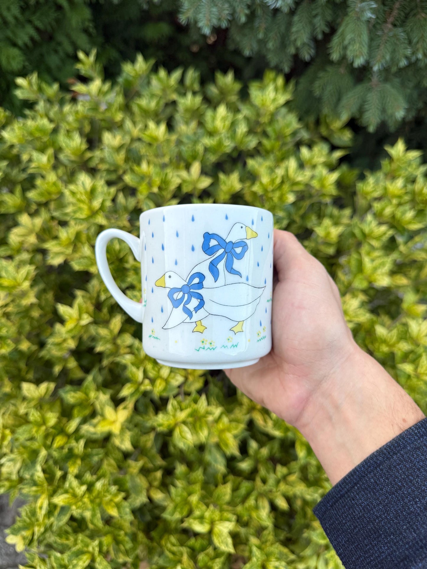 Vintage Goose Print Mug Set