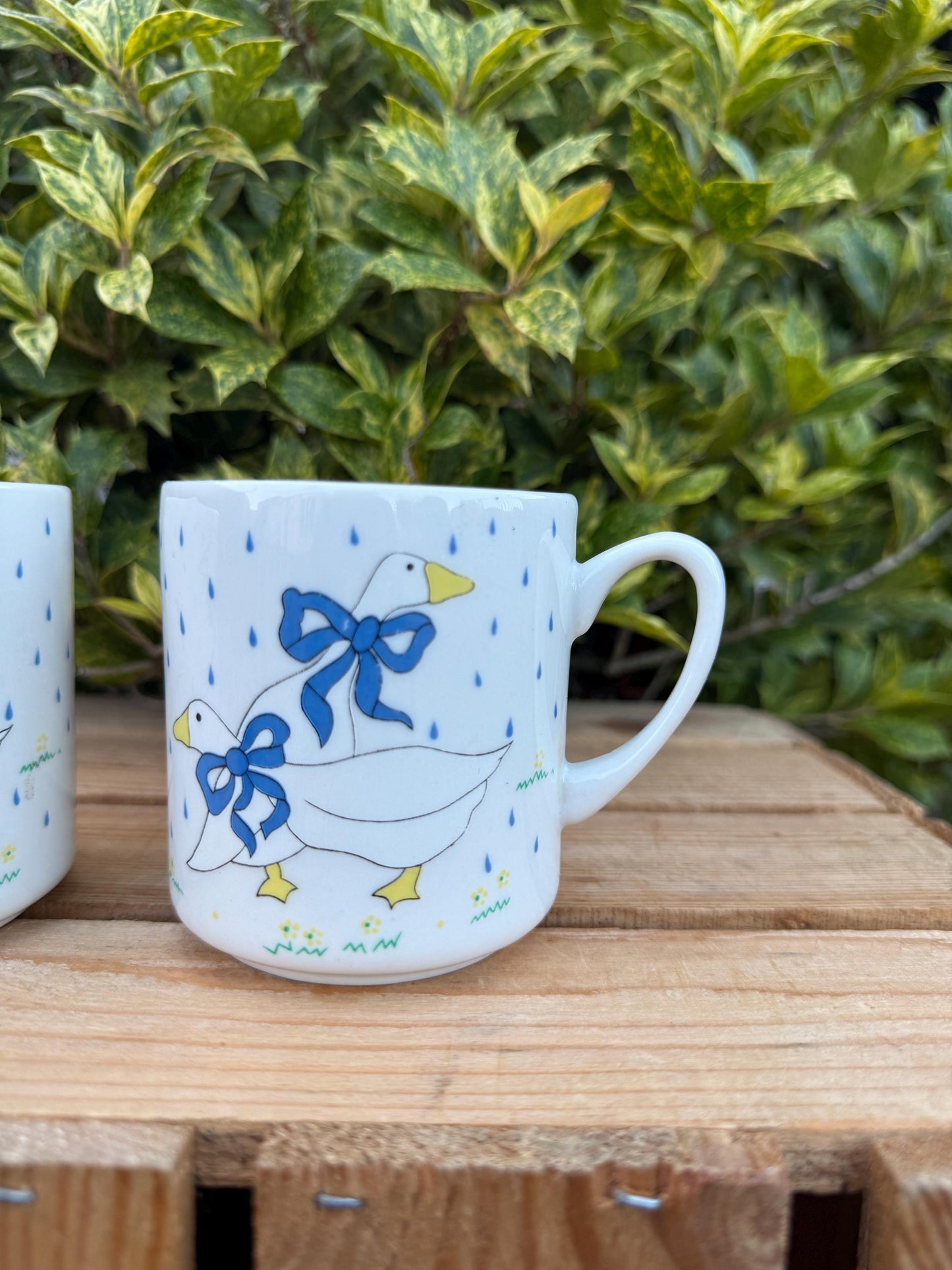 Vintage Goose Print Mug Set