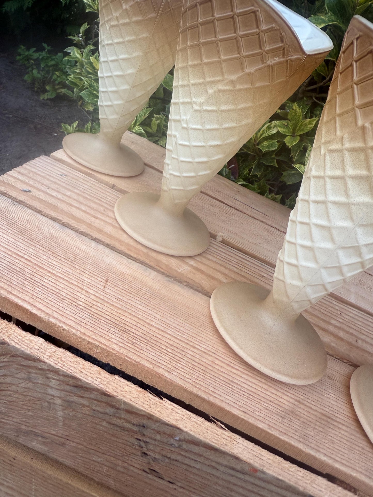 Vintage Waffle Cone Sundae Glasses Set Of 6