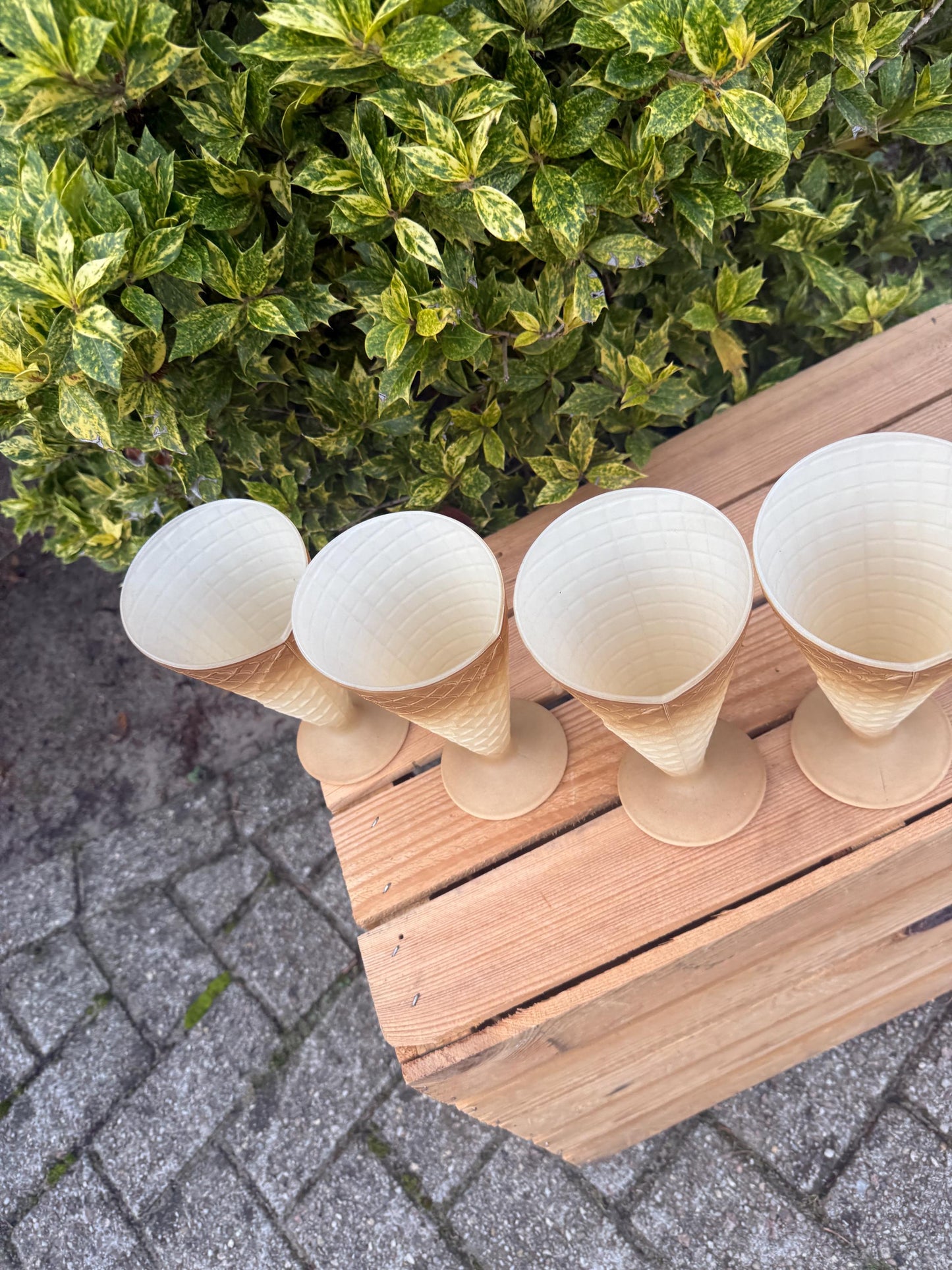 Vintage Waffle Cone Sundae Glasses Set Of 6