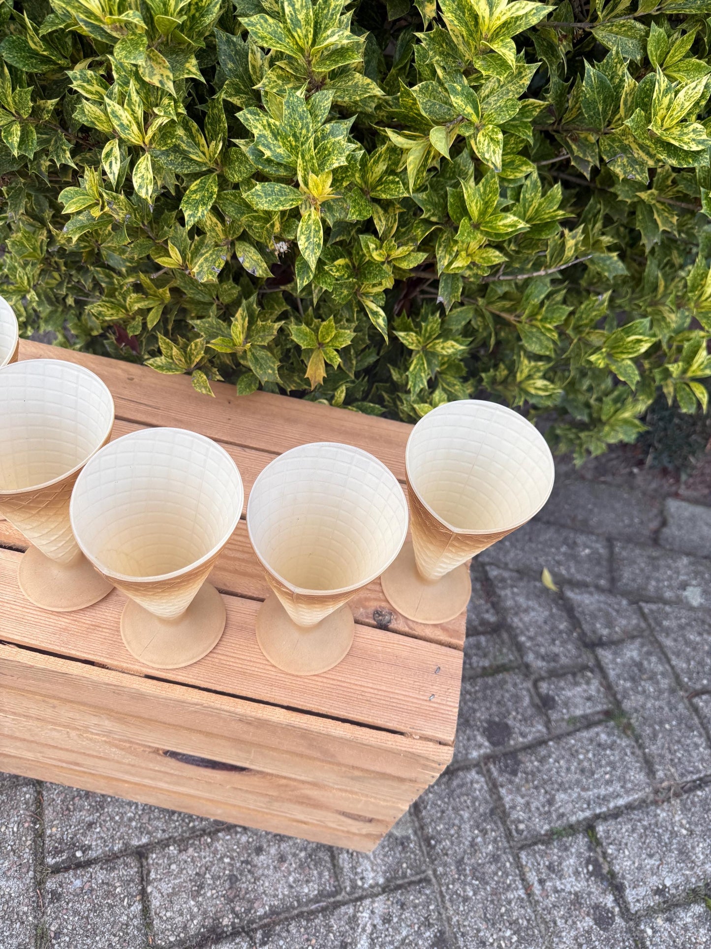 Vintage Waffle Cone Sundae Glasses Set Of 6