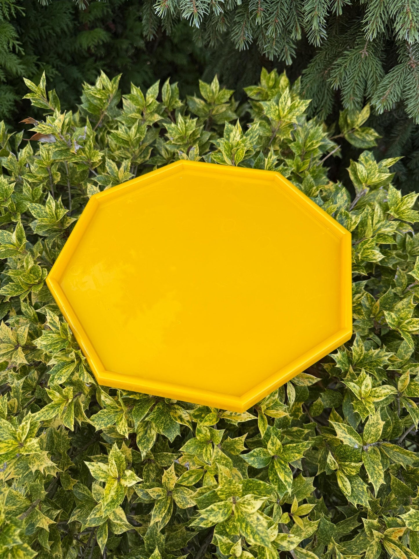 Vintage Postmodern Yellow Octagon Tray