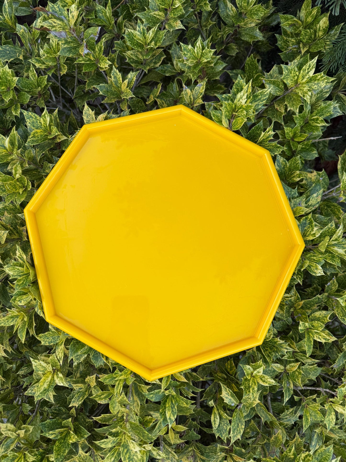 Vintage Postmodern Yellow Octagon Tray
