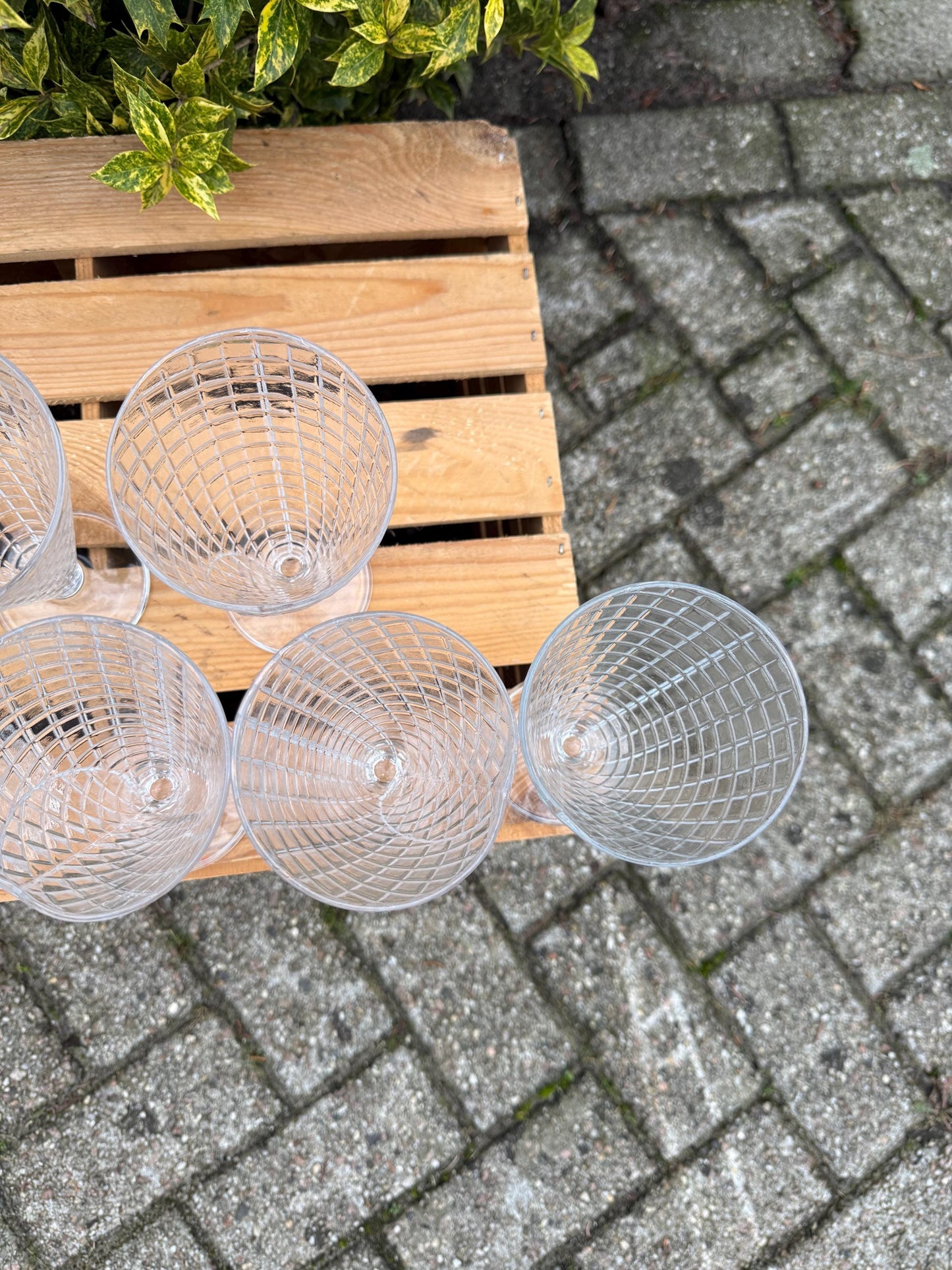 Vintage Waffle Cone Sundae Glasses Set Of 6