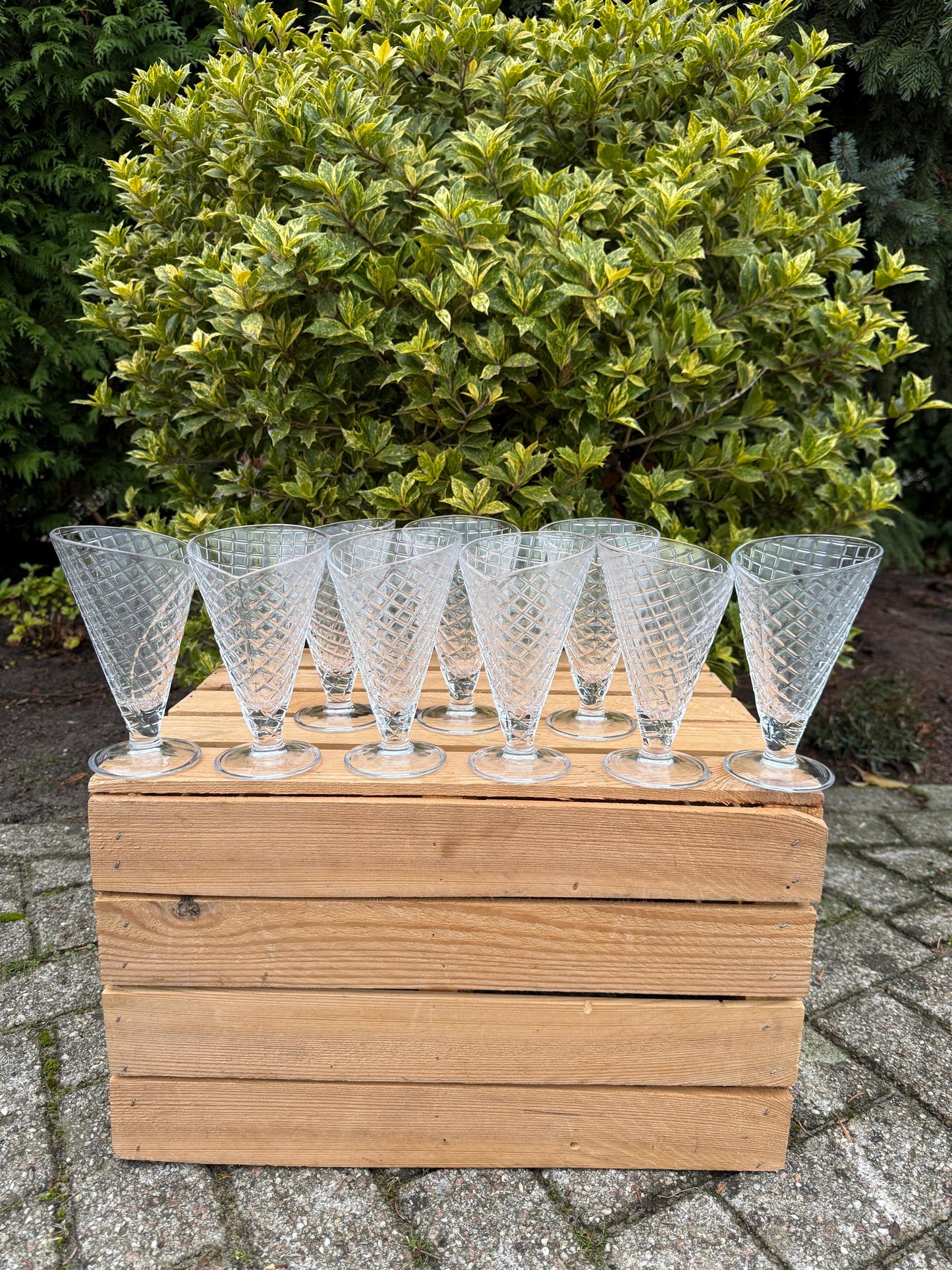 Vintage Waffle Cone Sundae Glasses Set Of 6